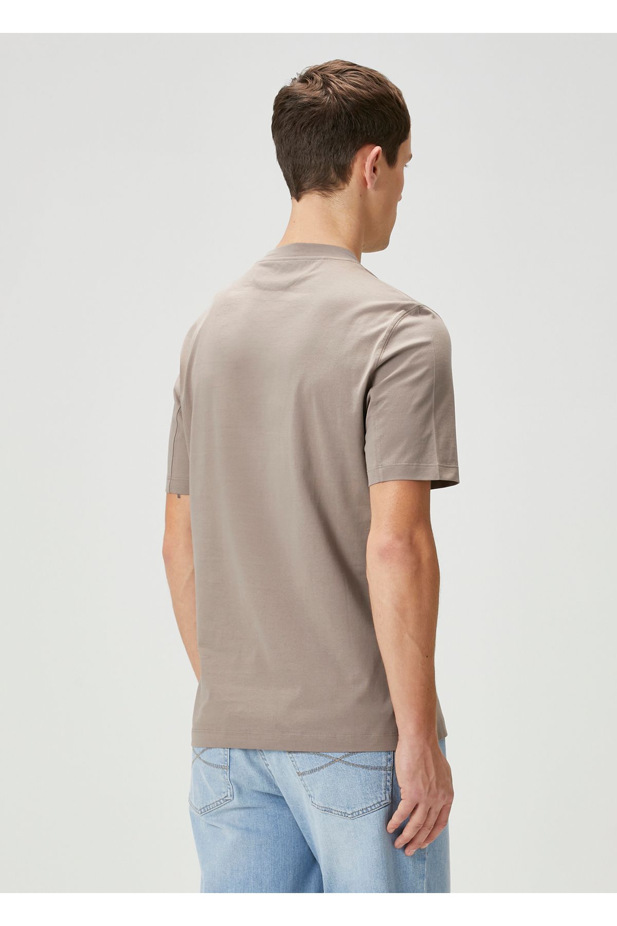 Brunello Cucinelli-Brown Logo Embroidered T-Shirt Size: XL 4