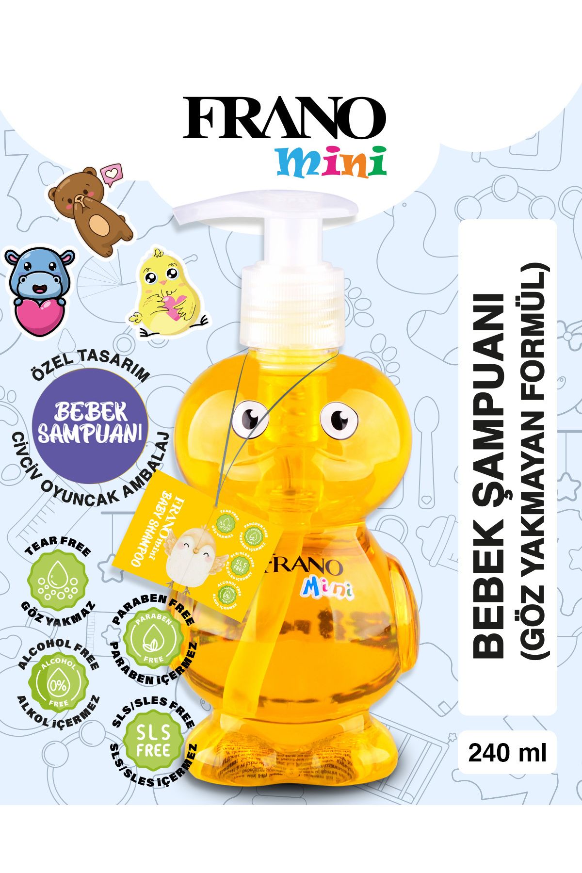 FRANO Göz Yakmayan Bebek Şampuanı Alkol,Paraben ve SLS İçermeyen Baby Shampoo 240 ml