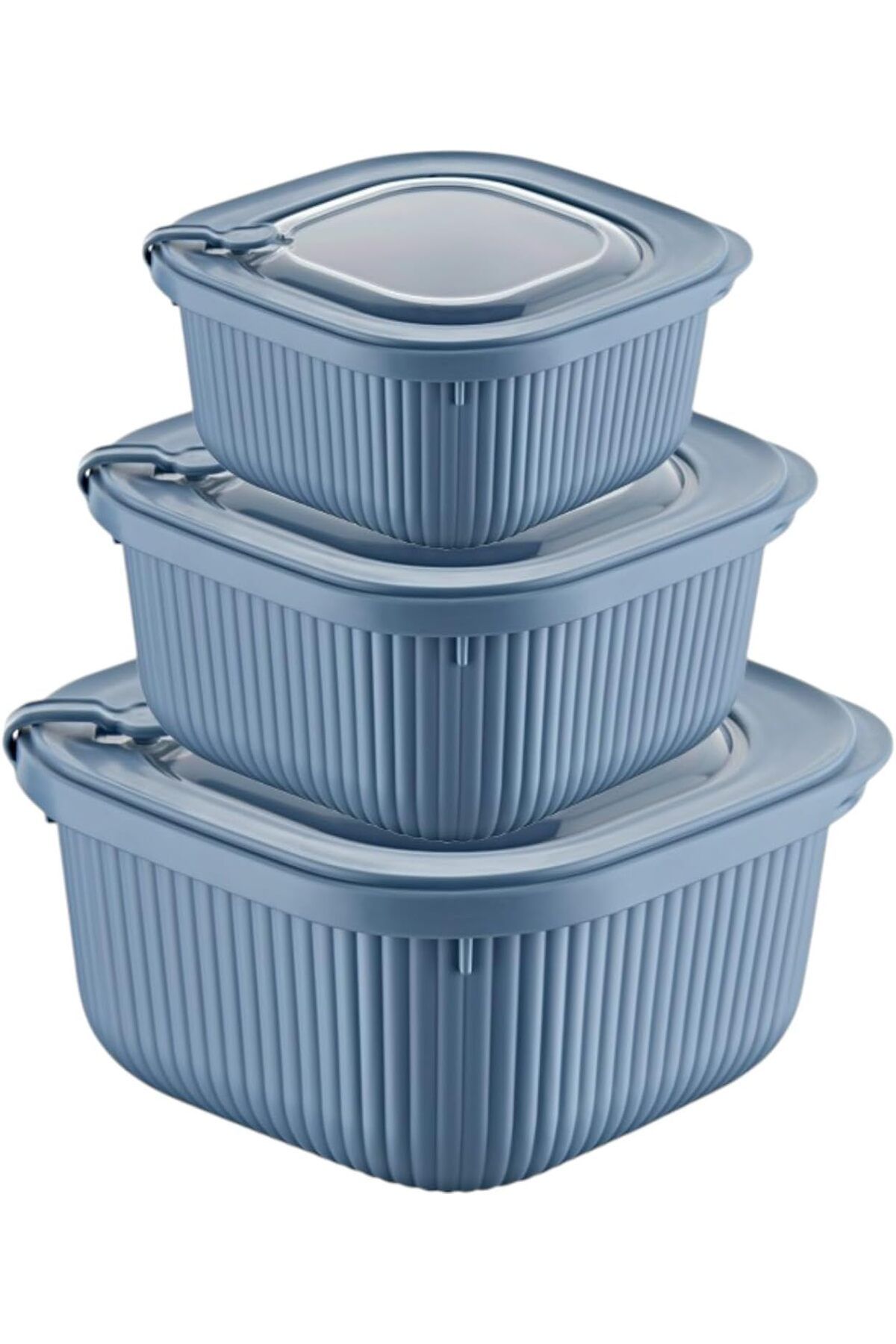 STOREMAX dlshop 3'lü MicroLine Saklama Kabı Seti (600-1100-1800 ml) - Hava Tahliye Kapağı ile Mikrodalgad