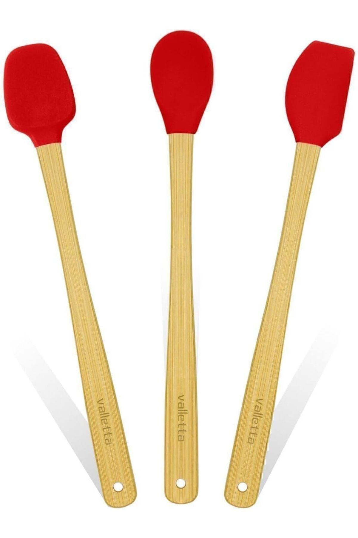 STOREMAX Indigo 3'Lü Kırmızı Bambu Silikon Spatula Seti Uzun 26 Cm Vlt1510 1082424