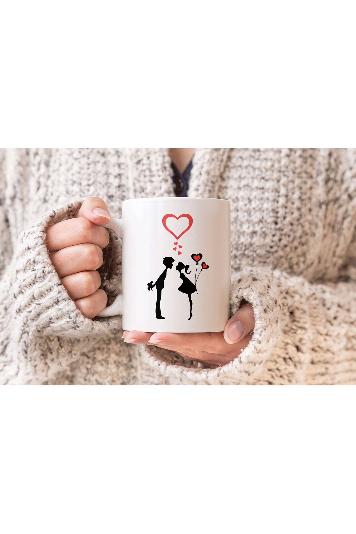 sielta Happy Valentines Day Baskılı Hediyelik Porselen Kupa Bardak