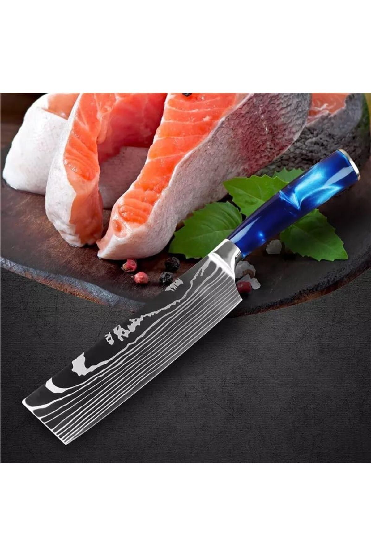 STOREMAX ysftex Nakiri Şef Bıçağı (Mavi Reçine Saplı) YSFshop 721051