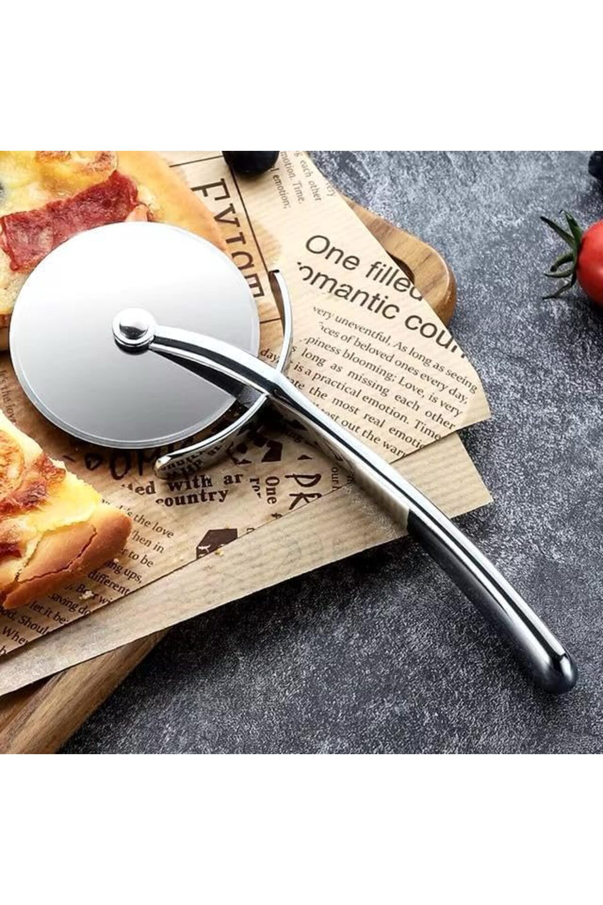 STOREMAX shopmst Home Paslanmaz Çelik Pizza Ruleti, Çelik Pizza Bıçağı, Paslanmaz Çelik Pizza Kesici,