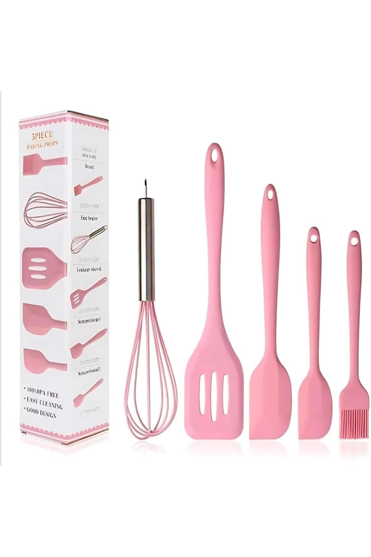 STOREMAX nffashopm Mutfak Takımı - Yanmaz Yapışmaz Mutfak Seti, Pasta Silikon Yumurta Fırçası, Kaşık