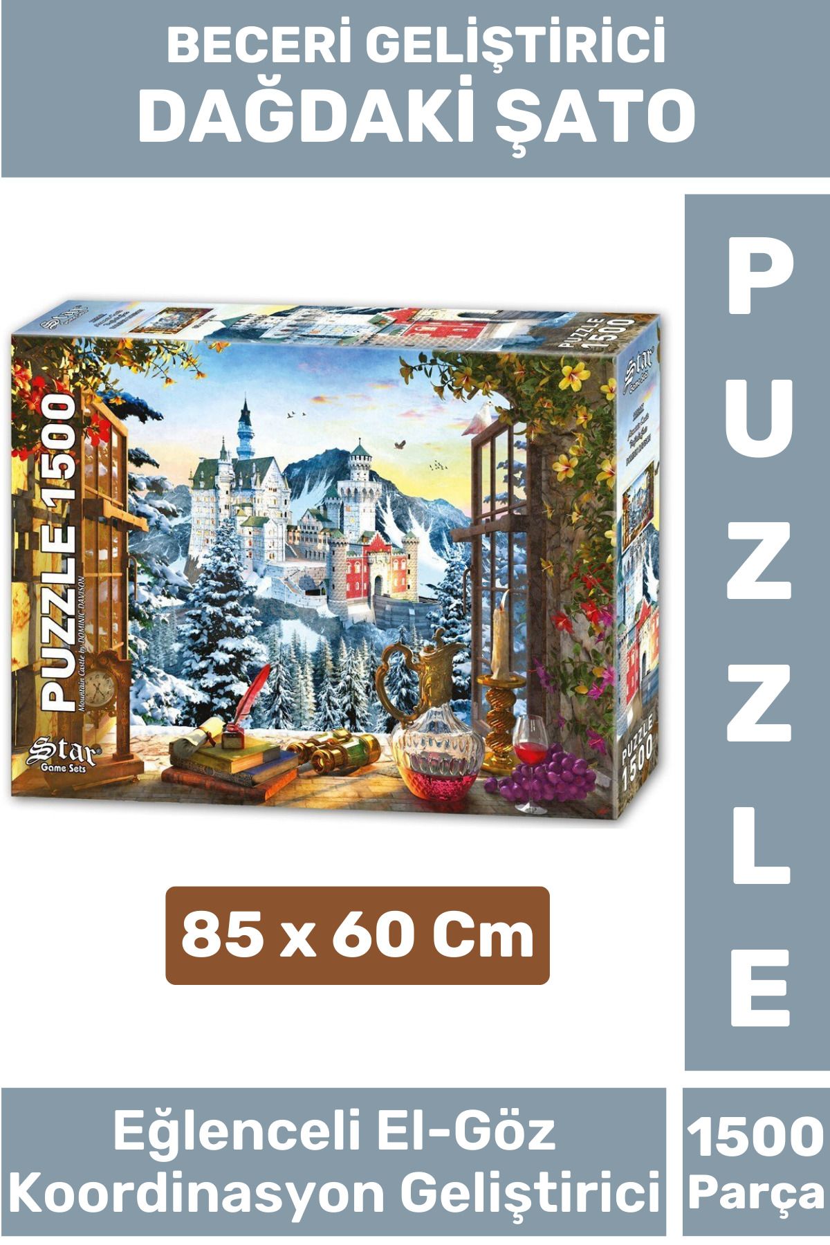 Wintoup Premium Eğlenceli El Göz Koordinasyon Hafıza Beceri Geliştirici 1500 Parça PUZZLE DAĞDAKİ ŞATO