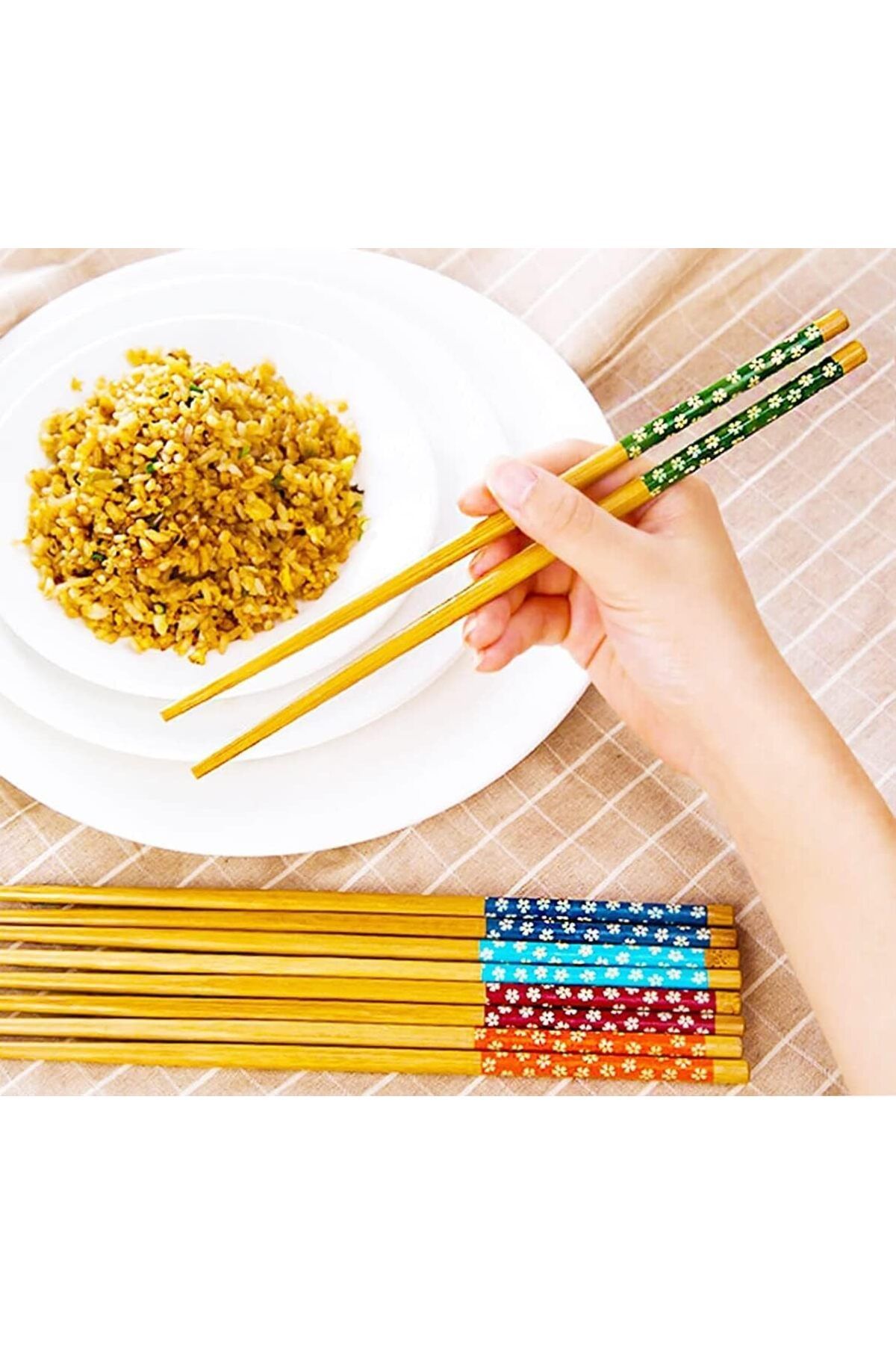 STOREMAX lbstorex 2'li Desenli Yıkanabilir Kore Çin Bambu Chopsticks Yemek Çubuğu |desenli Bambu Chopstic