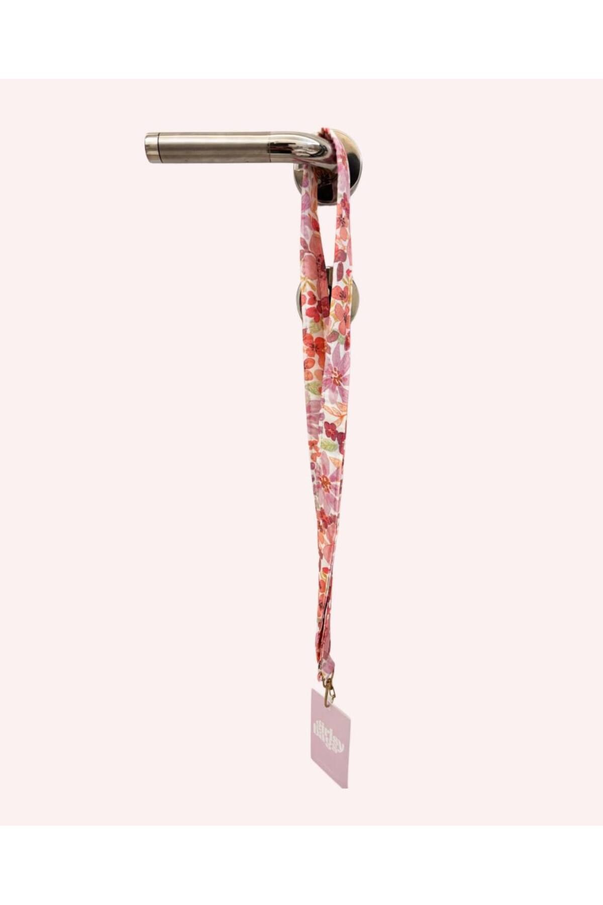 girlsybags-Pink Floral Neck Strap Name Badge Holder Strap Pink Purple Neck Strap for Hospital School 2