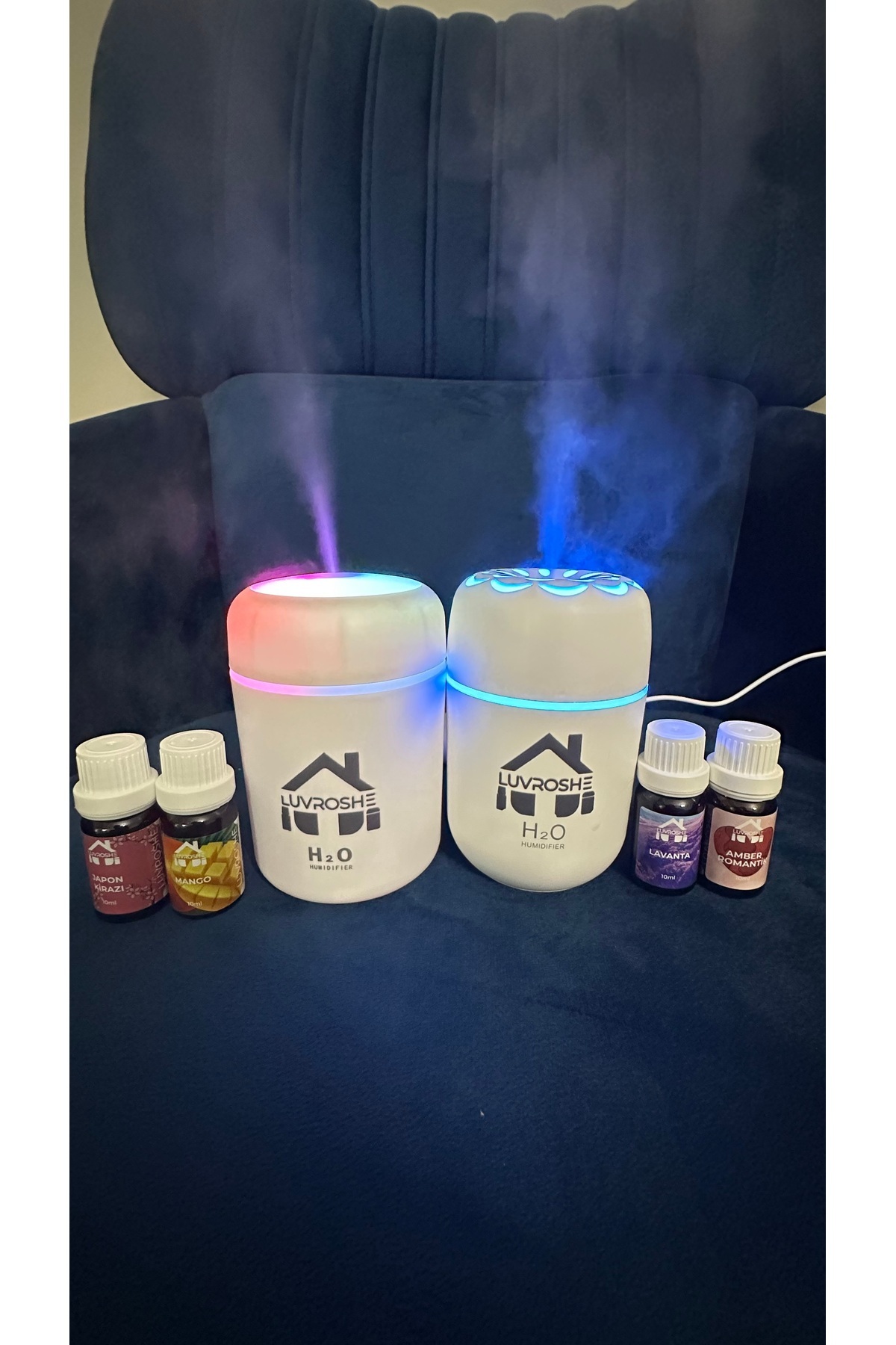 Evahome 4 adet koku yanında şarjlı hava nemlendirici bir adet kablolu hava nemlendiricisi