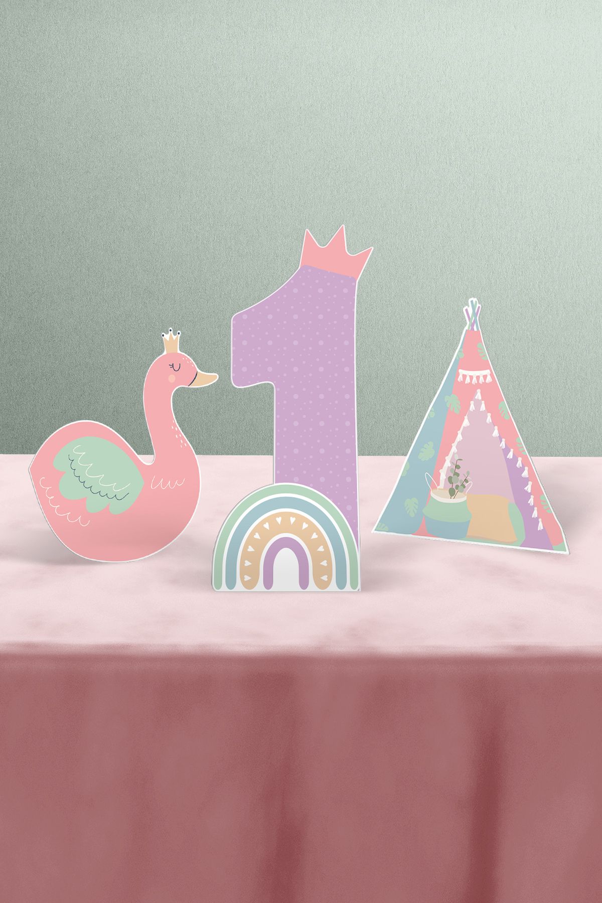 Hey Parti-Set de petrecere de aniversare cu tematică curcubeu Boho pentru fetiță de 1 an - Mini 3