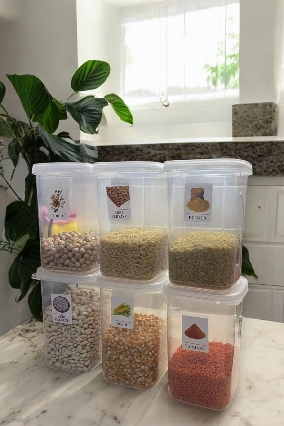 welcomein-1.2 L Transparent Food Grocery Storage Set - Dowry with 6 Labels 3