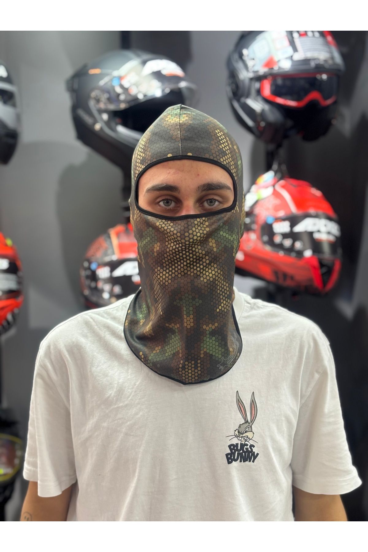 OKYANUSMOTO Balaklava Maske (Yeşil Kamuflaj)