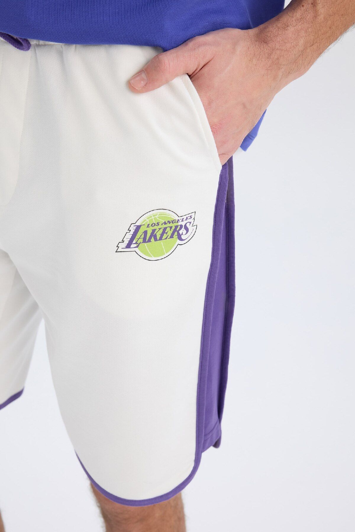 DeFacto-Defactofit - NBA Los Angeles Lakers Standard Fit Short Shorts W9811Az25Sp 6