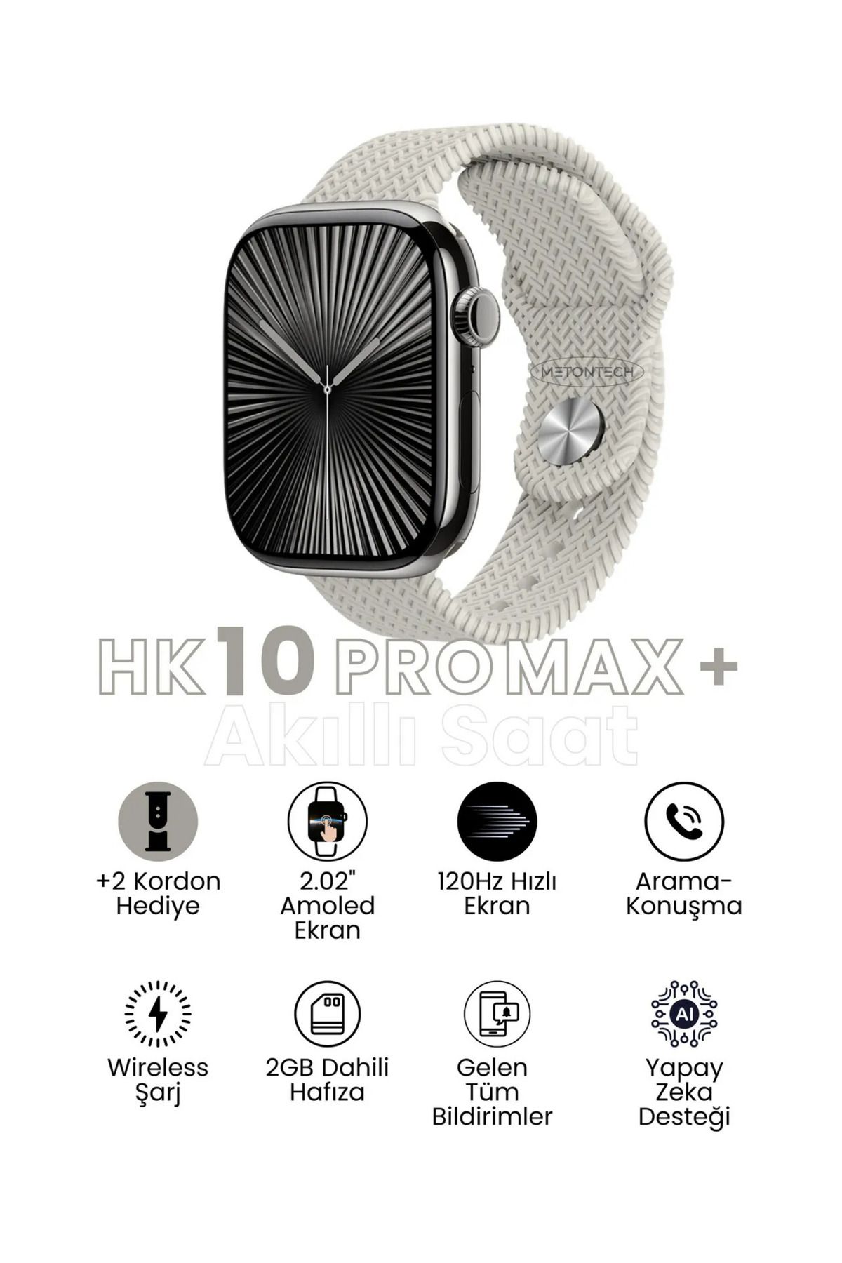 Allure soft Watch HK10 Pro Max Amoled Akıllı Saat Tüm Akıllı Telefonlara Uyumlu Kordon Hediyeli