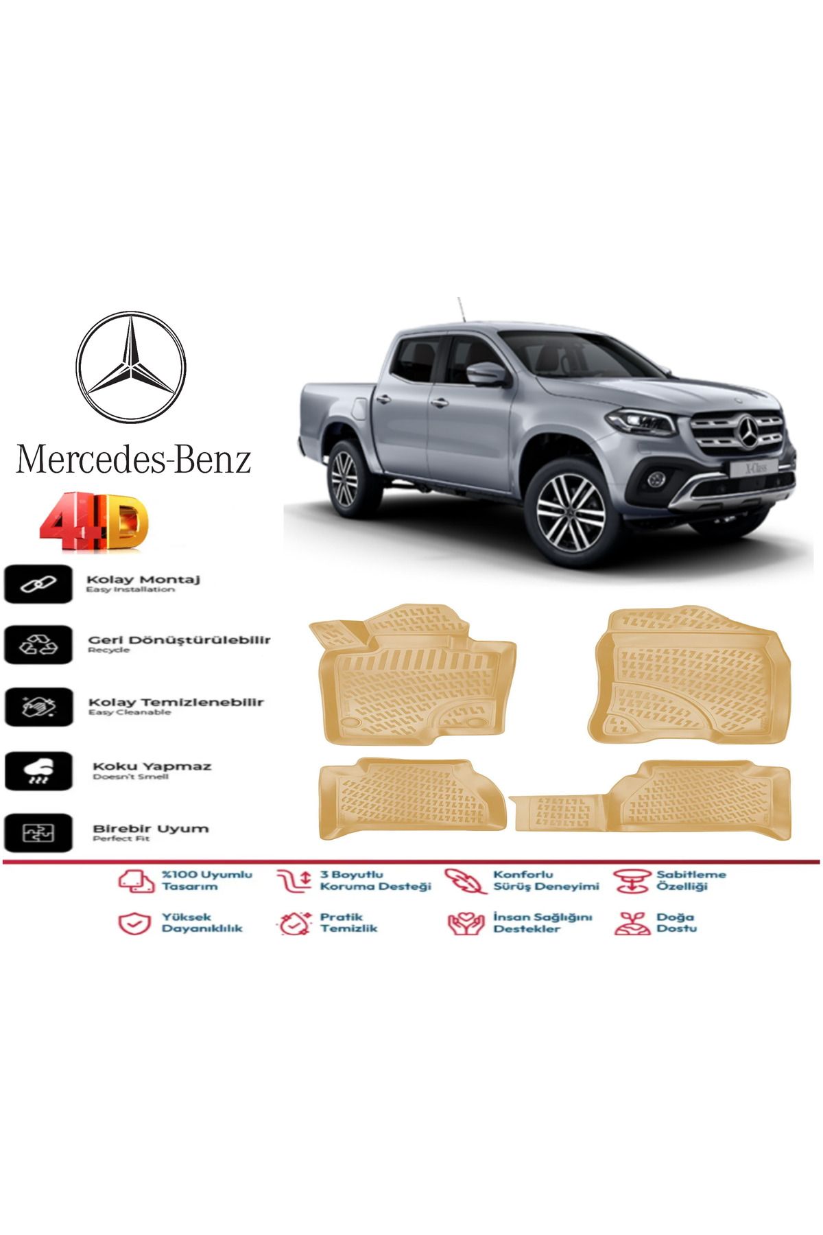 ko kaliteoto Mercedes X-Class 2020 Model Uyumlu Bej Paspas Takımı