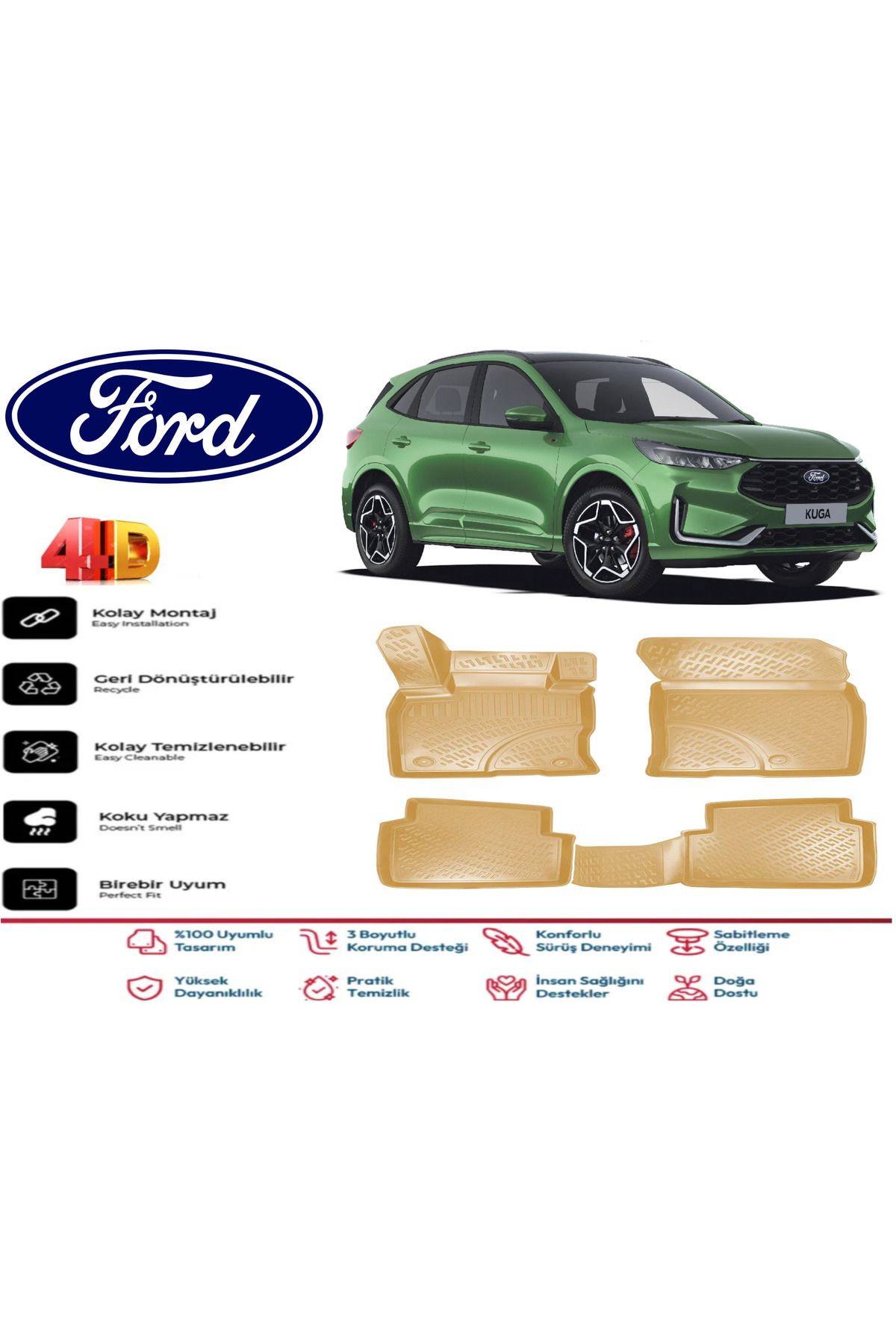 ko kaliteoto Ford Kuga 2025 Model Uyumlu Bej Paspas Takımı