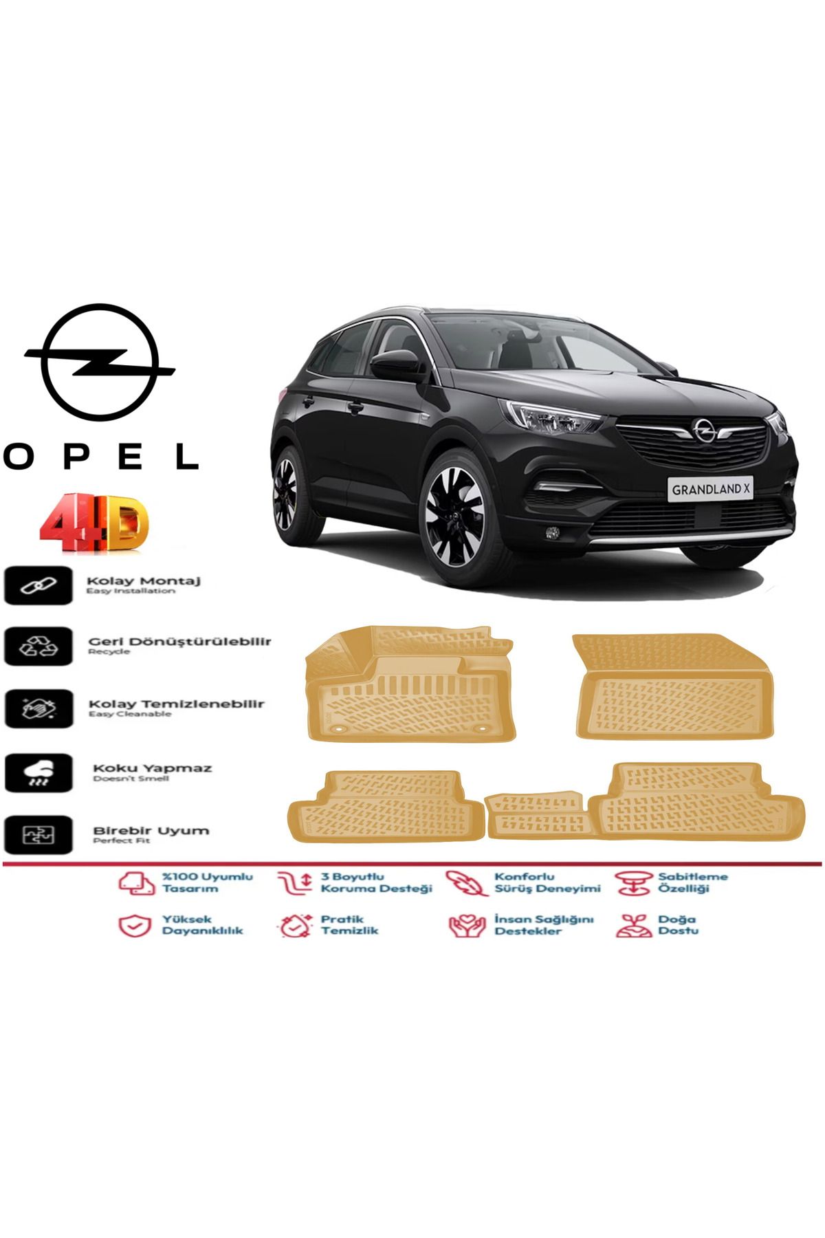 ko kaliteoto Opel Grandland 2018 Model Uyumlu Bej Paspas Takımı