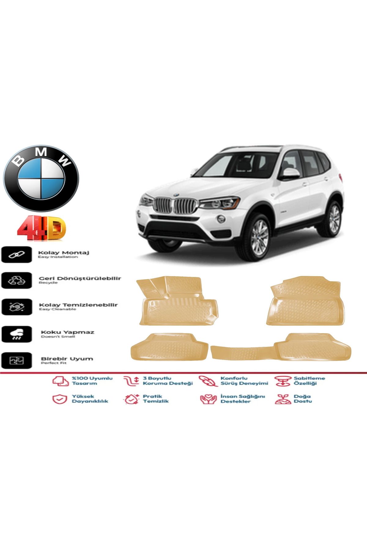 ko kaliteoto Bmw X3 2012 Model Uyumlu Bej Paspas Takımı