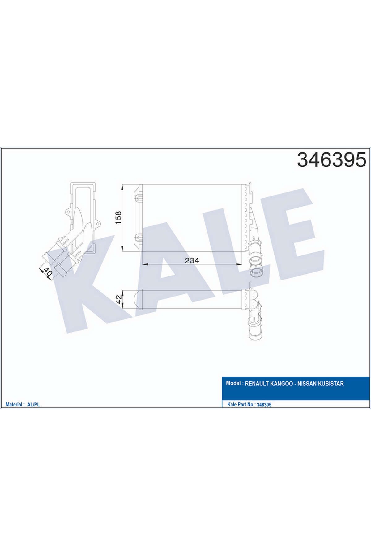 KALE KALORİFER RADYATÖRÜ [ RENAULT KANGOO , KANGOO EXPRESS 1.4 / 1.6 16V / 1.5 DCI / 1.9DTI / 550134