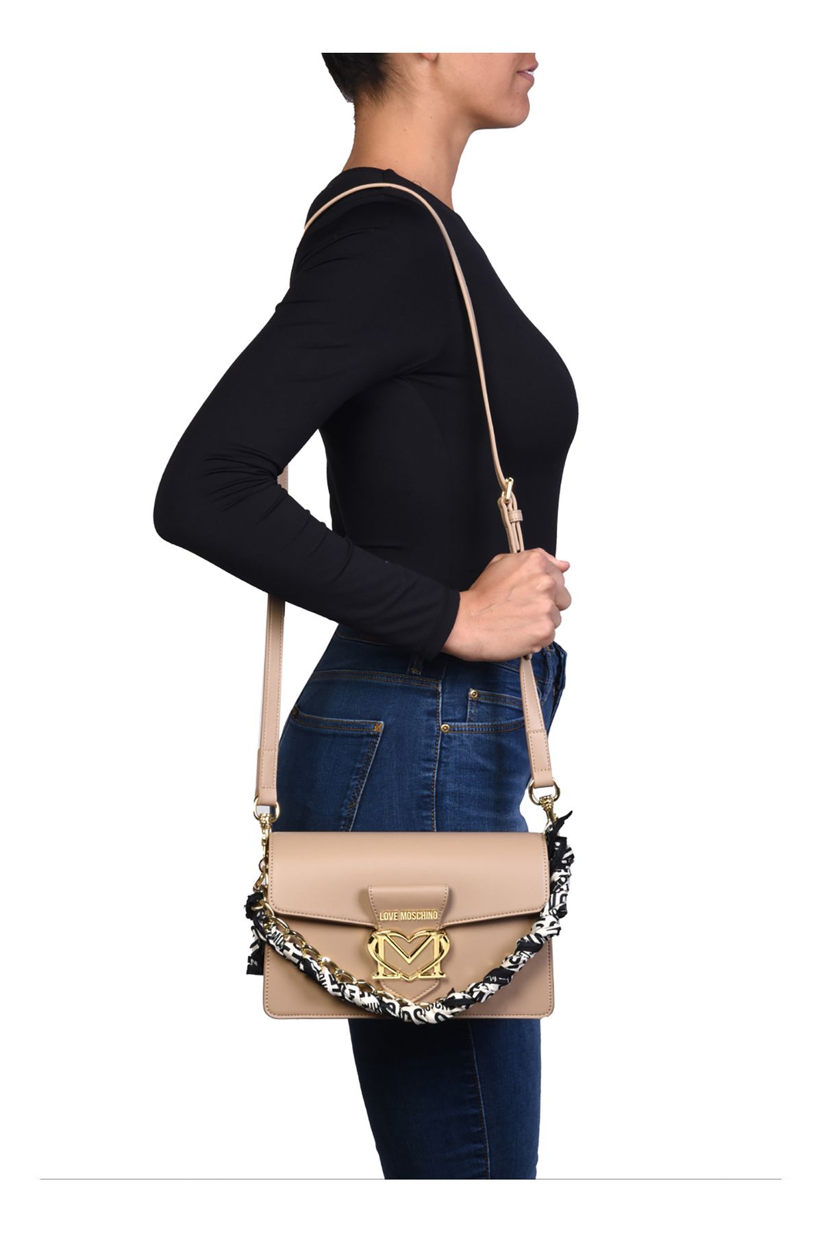 کیف شانه ای نود زنانه رودوشی اورجینال Moschino Love Moschino