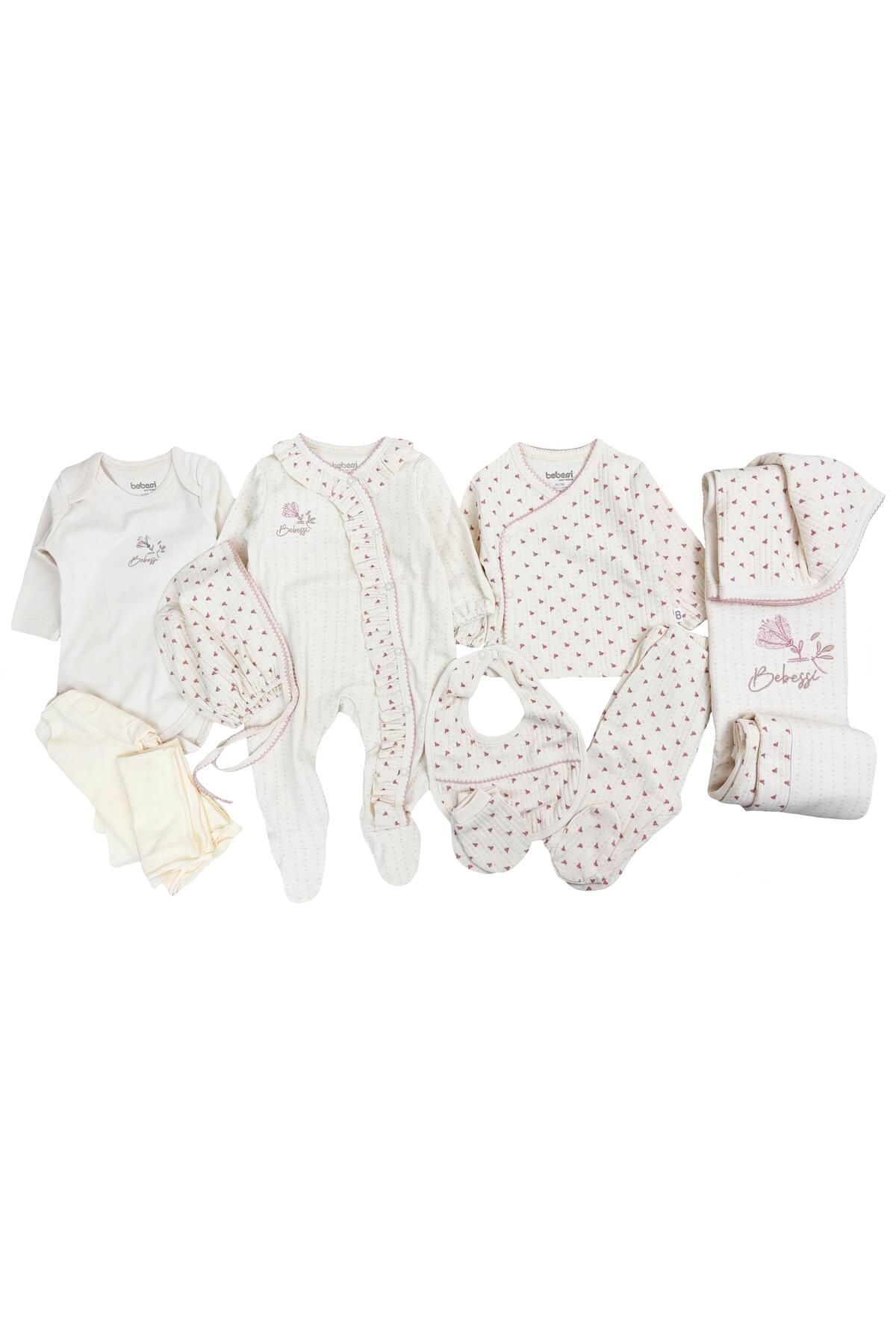 Bebessi Roses Kız Bebek Hastane Çıkışı 10Lu zıbın Set