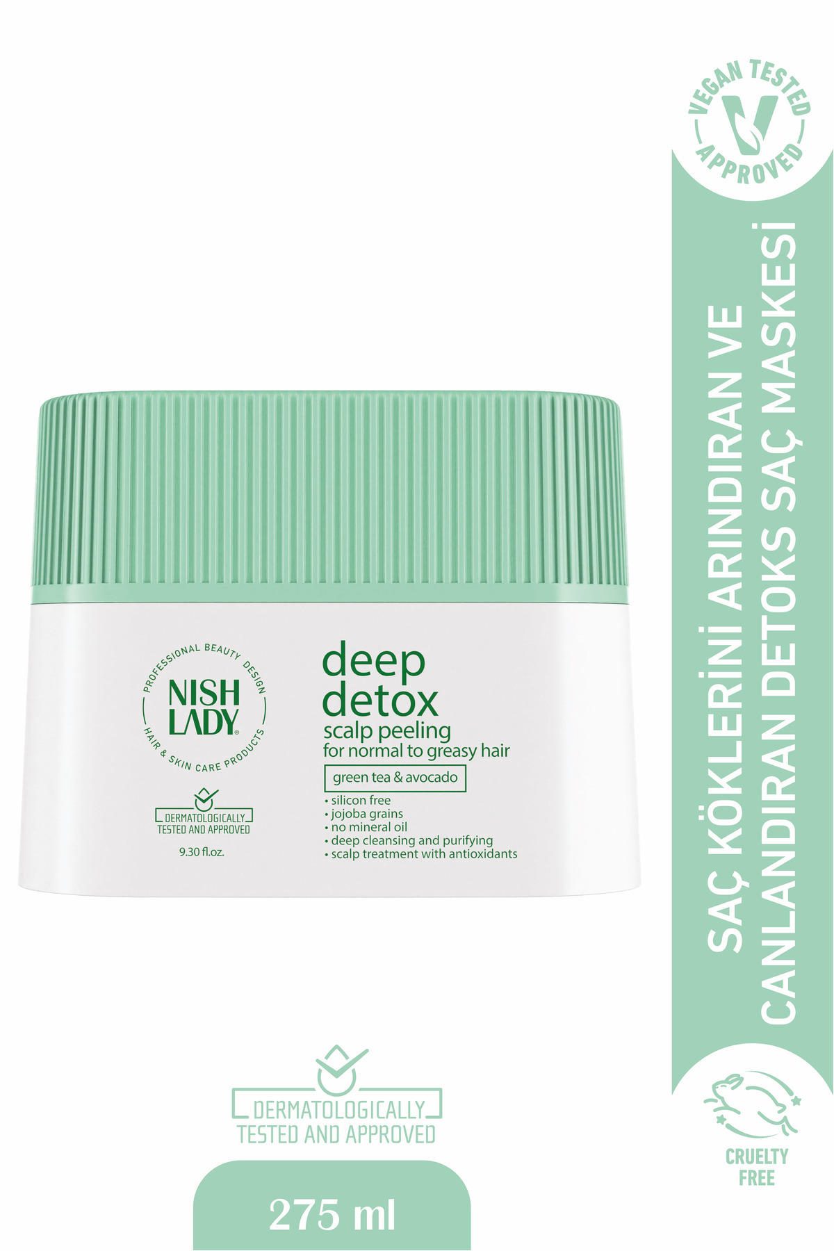 NISHLADY Deep Detox Yağlı Saçlar İçin Arındırıcı Maske – Jojoba Tanecikleri, Yeşil Çay ve Avokado Özleri — 8682035089360
