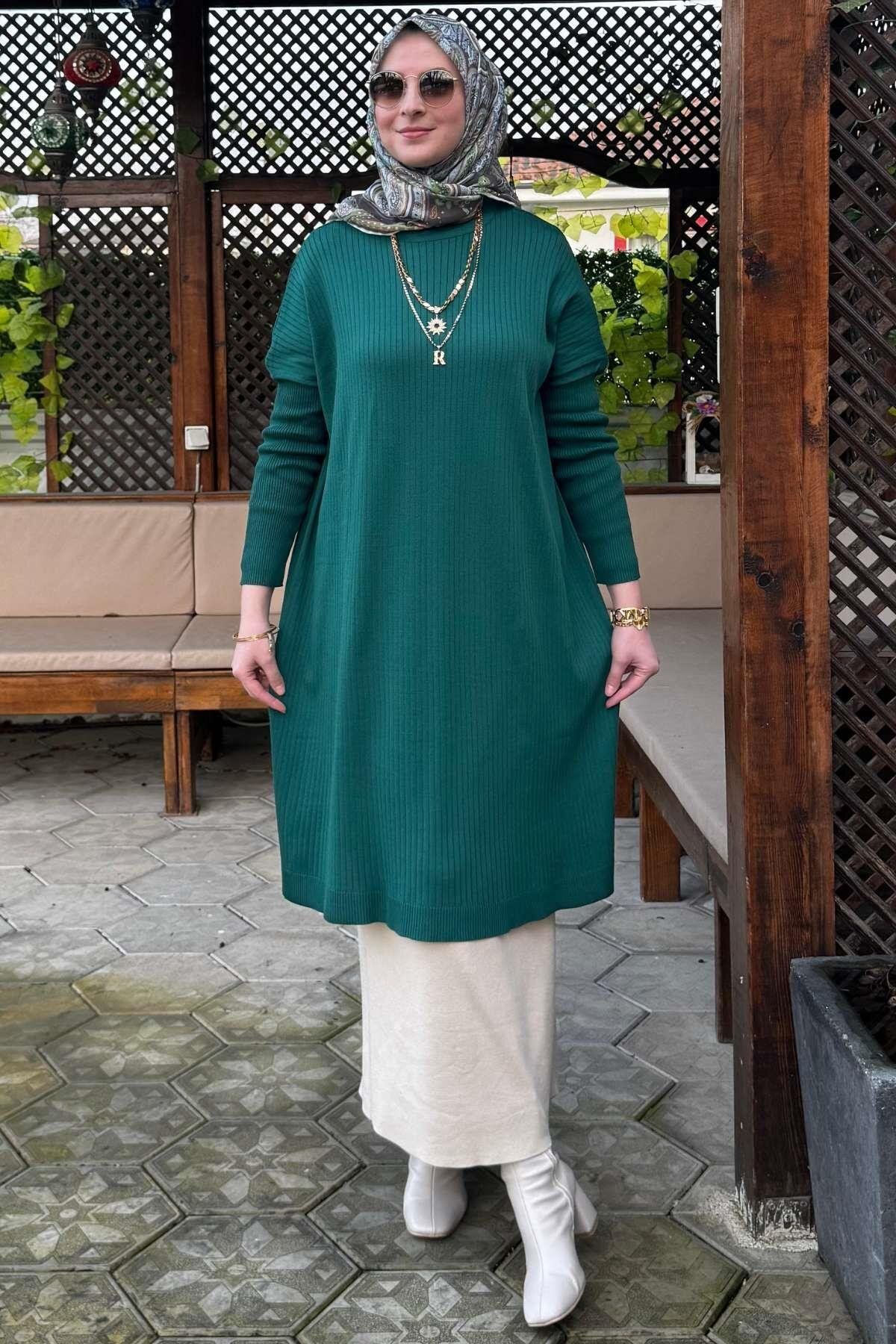 Rabia Şamlı-Emerald Dora Knitwear Tunic 8