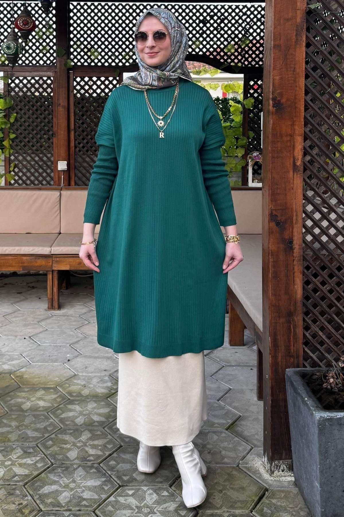 Rabia Şamlı-Emerald Dora Knitwear Tunic 7