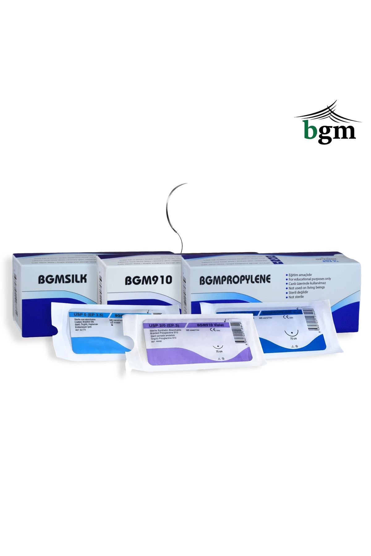 bgm İpek, PGLA ve Propylene Set Eğitim Amaçlı İğneli Dikiş İpliği 3 Kutu (36 Adet)