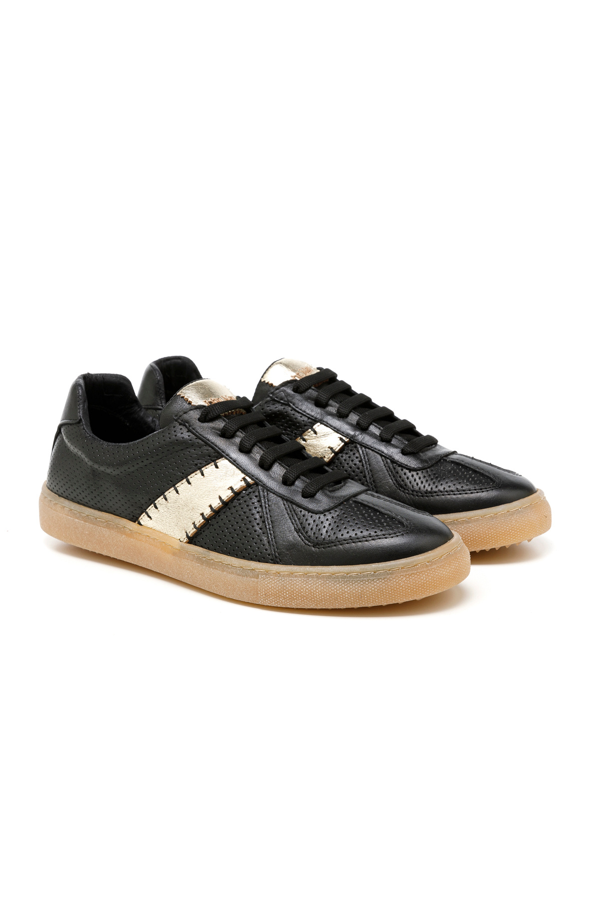 John May-Women'S/Girl's Sneaker (Casual) John May Black-Gold 2