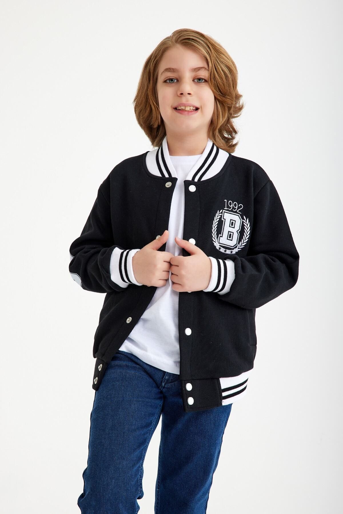 CC STORE Unisex Çocuk B Nakış Bomber Kolej Ceketi