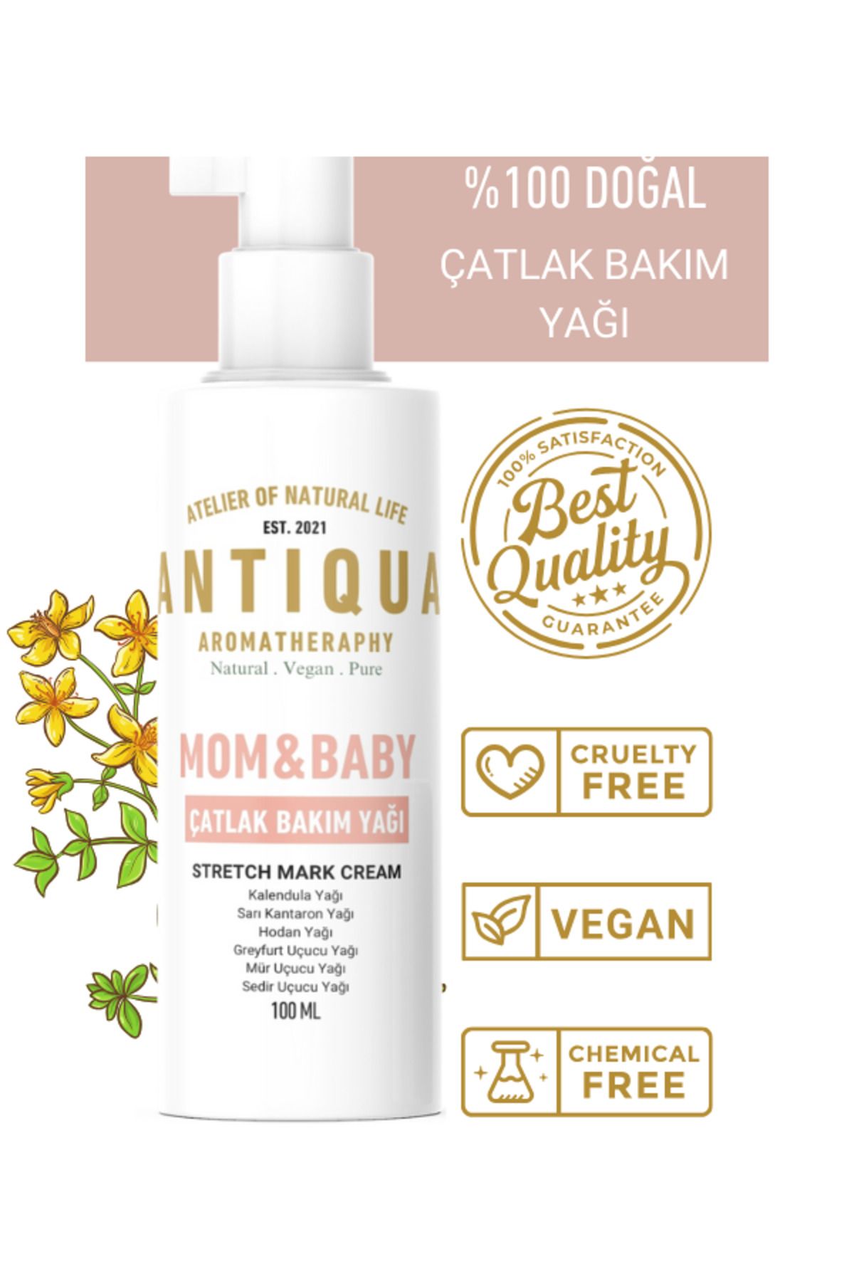 Antiqua Aromaterapi Mom&Baby Çatlak Bakım Yağı %100 Doğal, Vegan