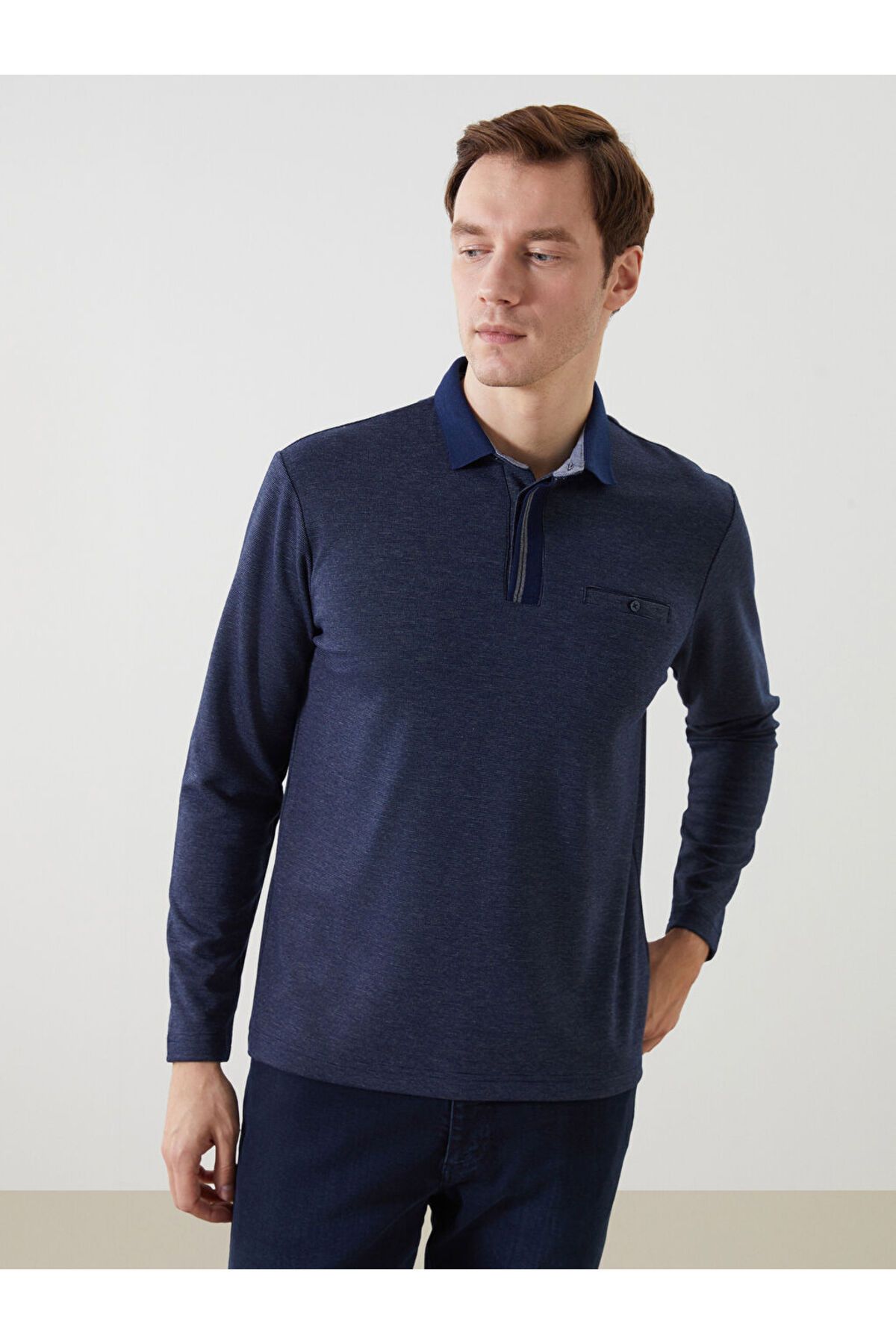 LC Waikiki Polo Yaka Uzun Kollu Erkek Sweatshirt