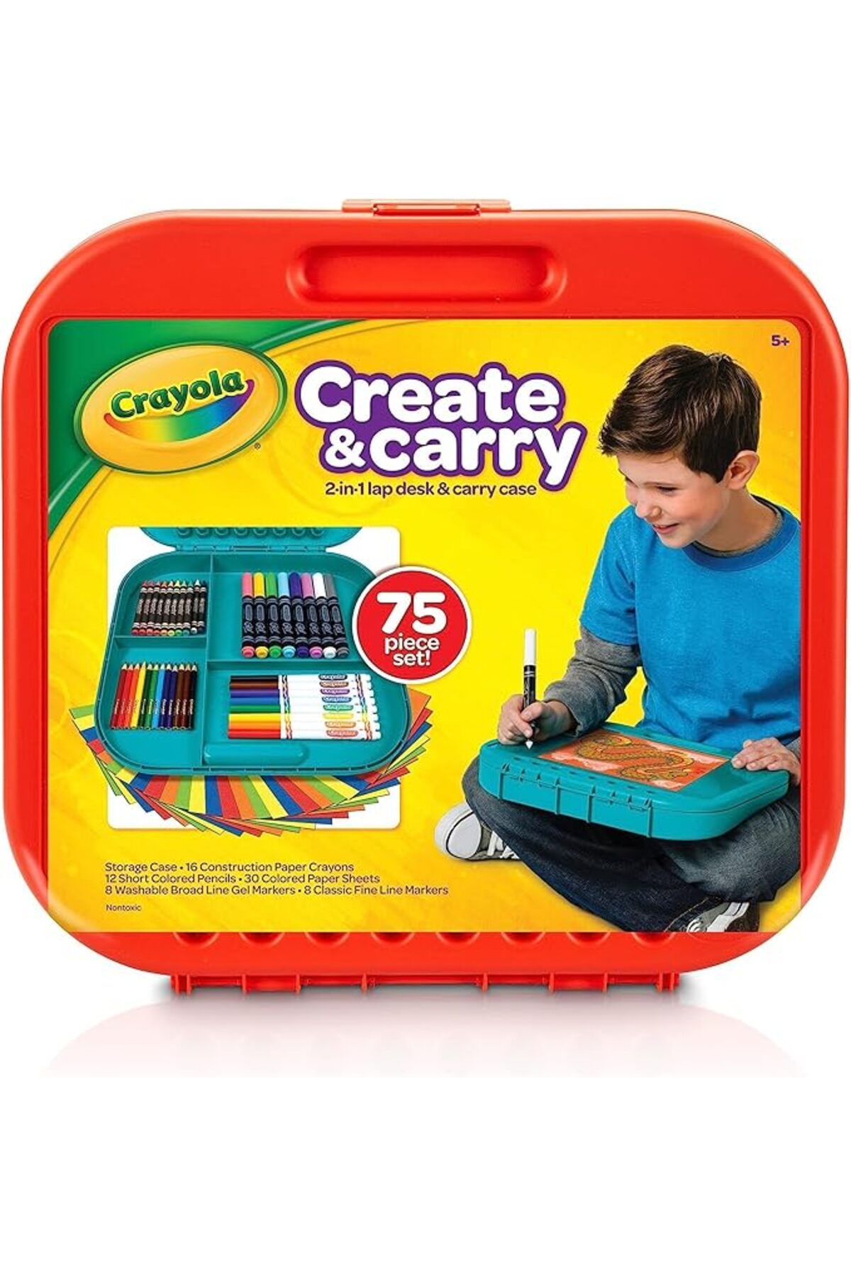 Crayola-Create & Carry 2-in-1 Lap Desk & Carry Case 75pcs Set 1