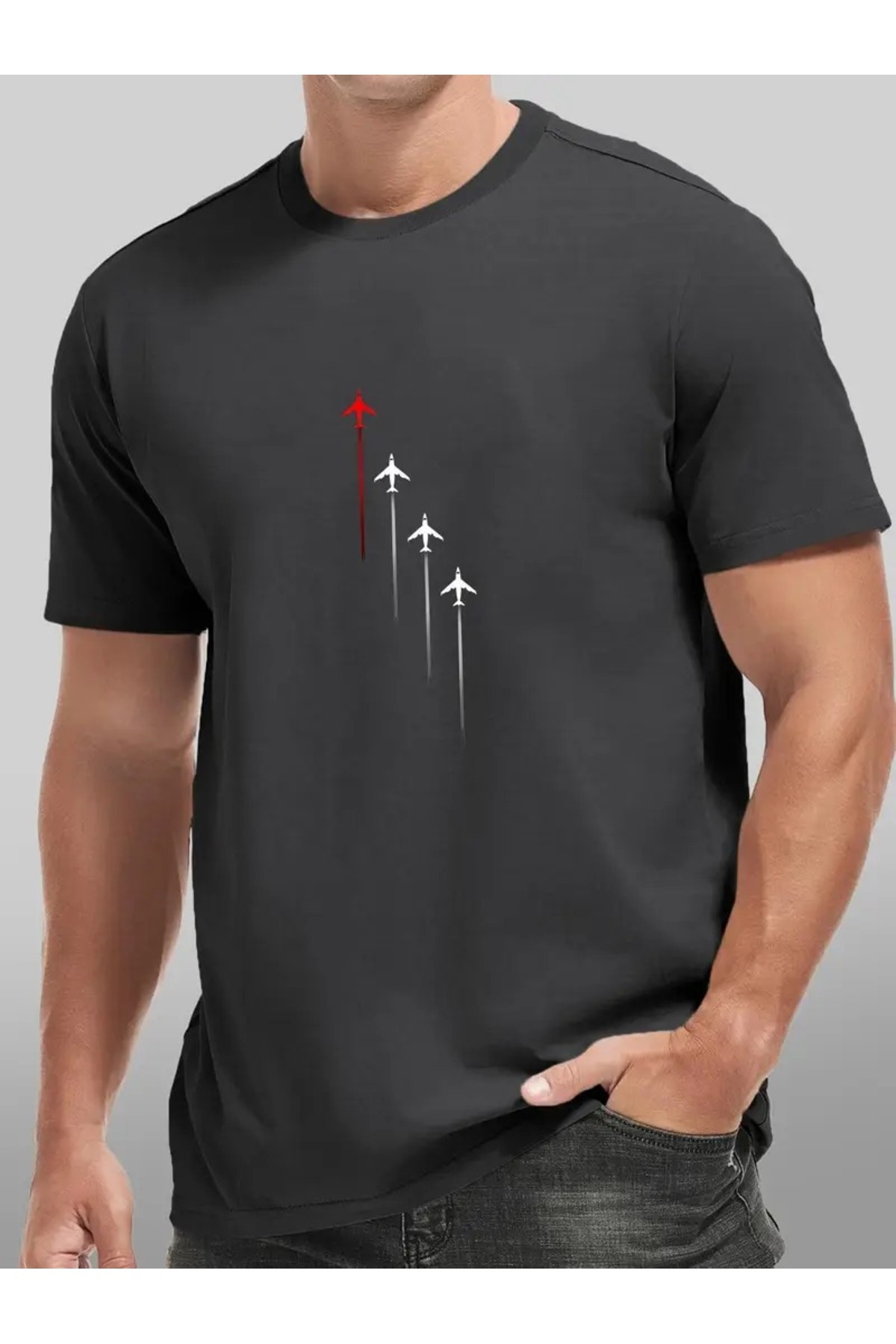 DAXİS Sportwear Company ERKEK Bisiklet Yaka Rahat Kesim GYM Temalı Baskılı Tişört