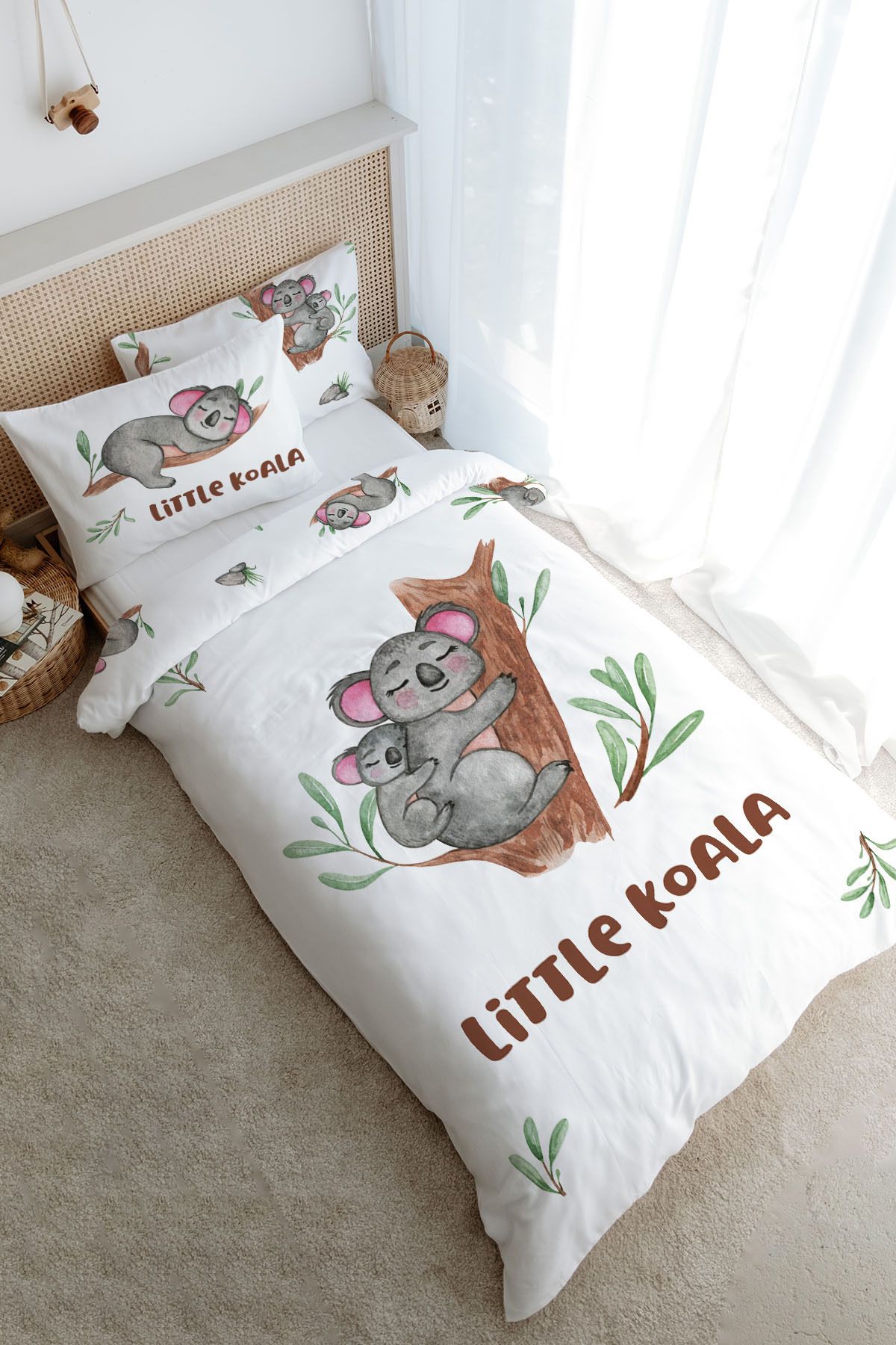 Tuğba Kuğu Tek Kişilik Nevresim Takımı (100x200) - For Baby Serisi - Anne ve Yavru Koala