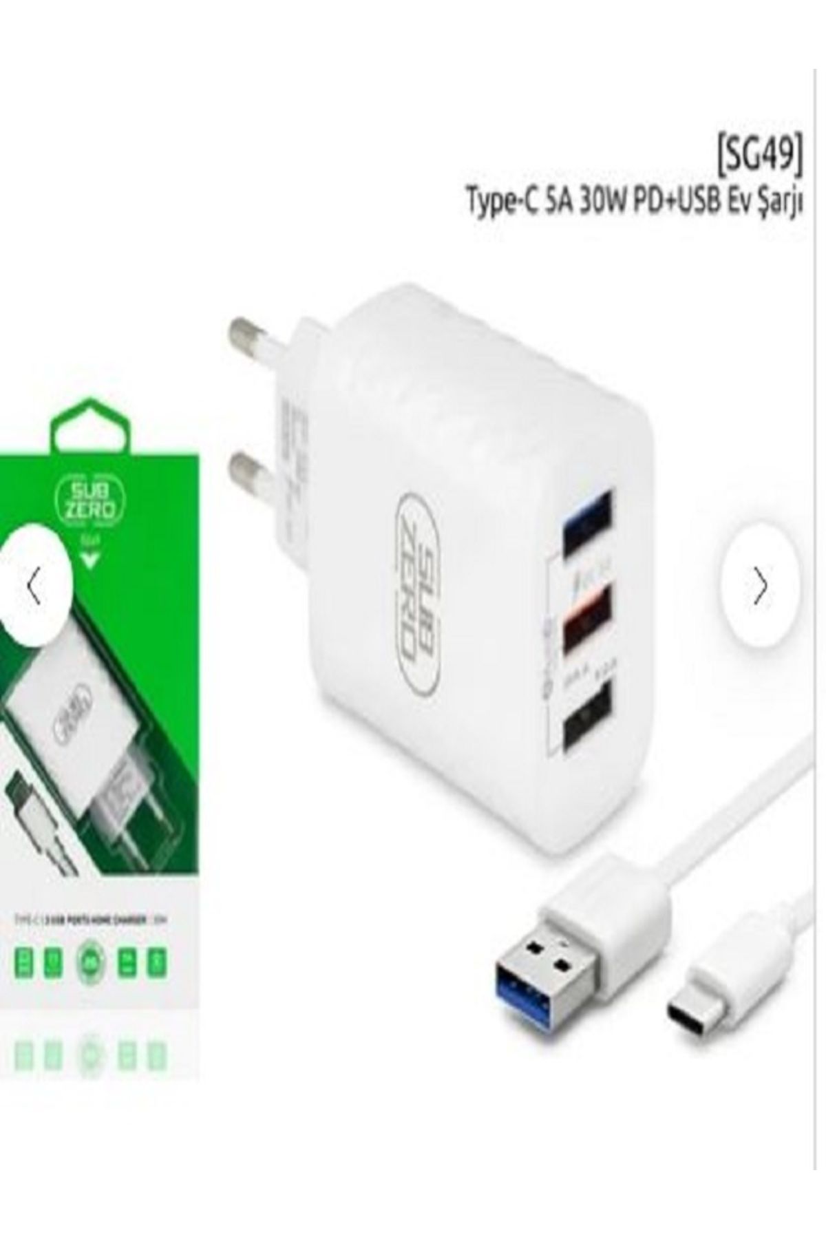 Çetinkaya Üç Girişli Type-C Pd+Usb Home Şarj Cihazı 30W SG49