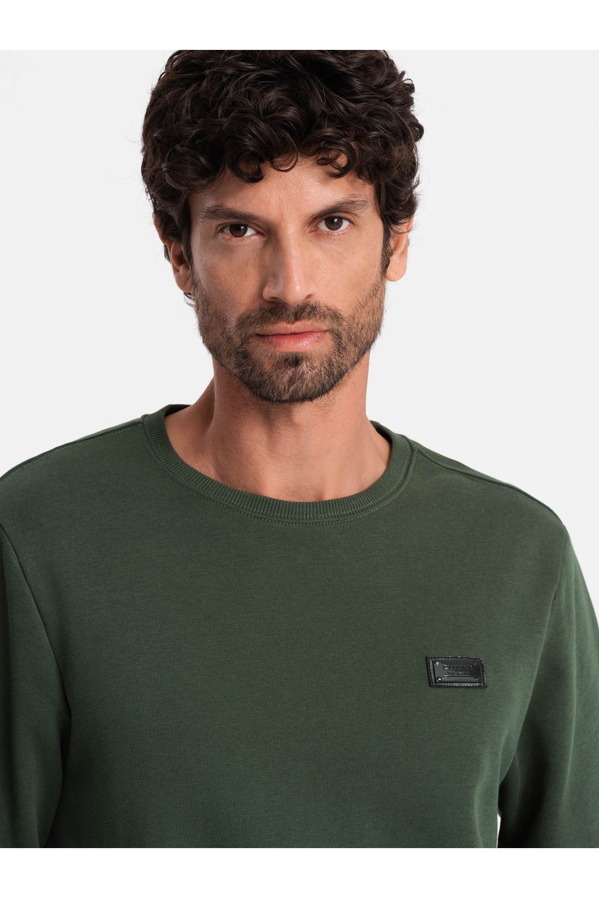 OMBRE-Men's non-stretch sweatshirt with metal pin - dark green V4 OM-SSNZ-0136 XXL 2