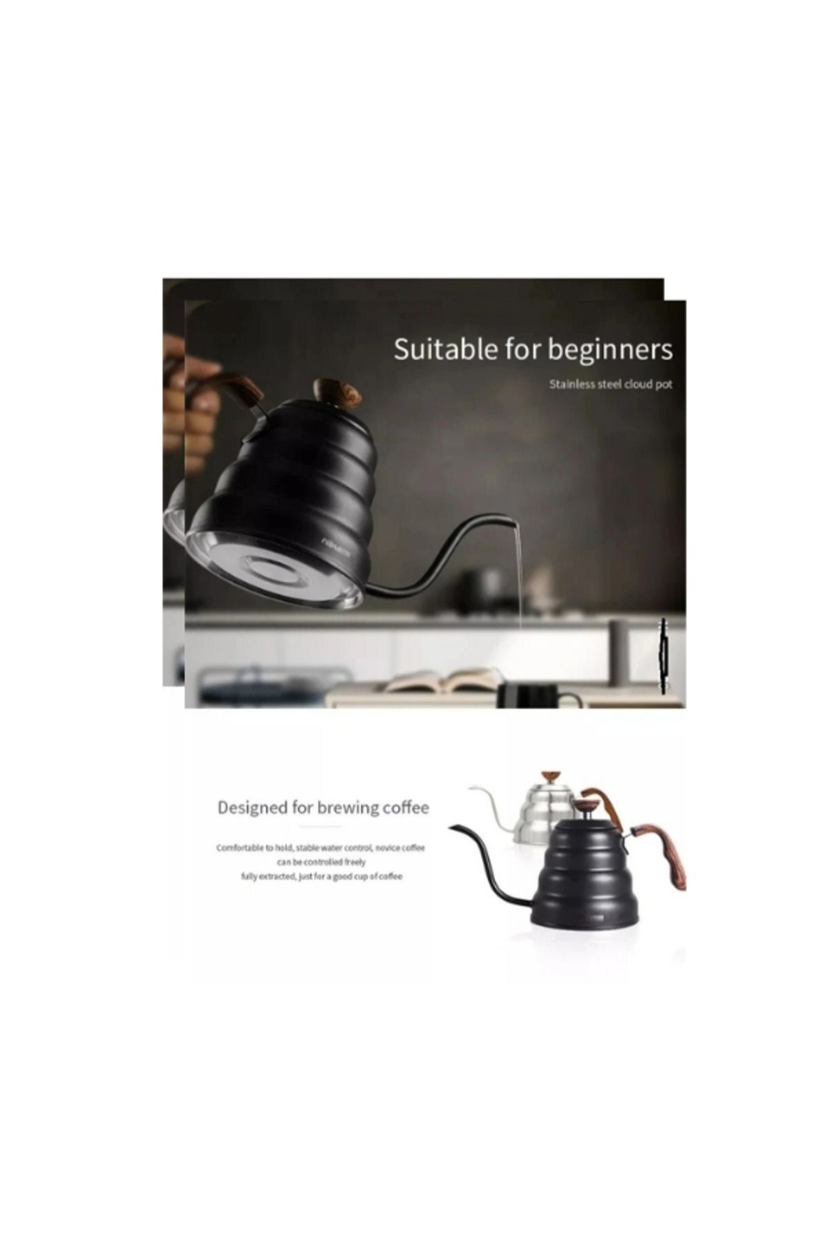 Drop-Coffee Drip V60 Pour Over Kettle Goose Neck Spout 600ML Stainless Steel 6