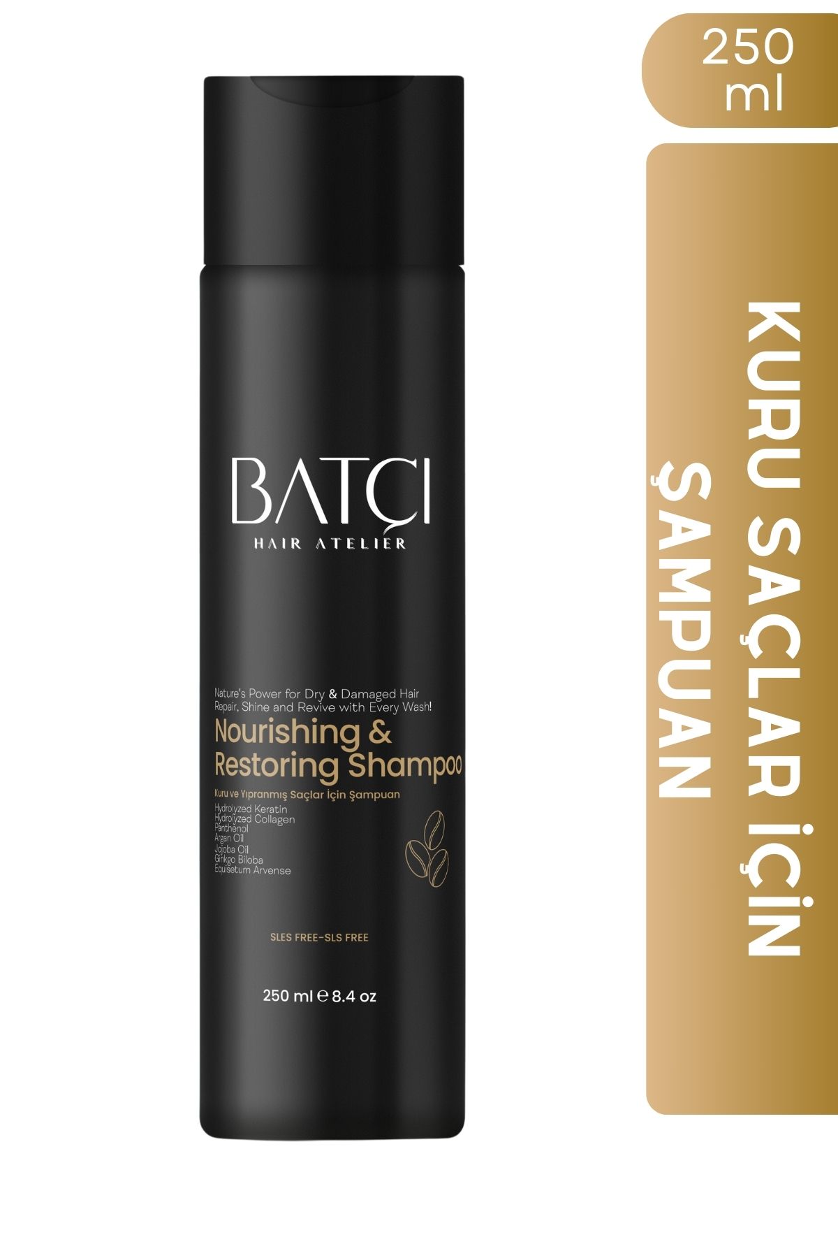 Batçı Hair Atelier Kuru ve Yıpranmış Saçlar için Nourishing & Restoring Keratin, Kolajen içerikli Şampuan 250 ML