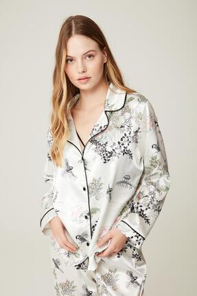 Genel Markalar Pijama Takım Saten Gömlek Pantolon Susanne 2'li Soft Grey Takı...