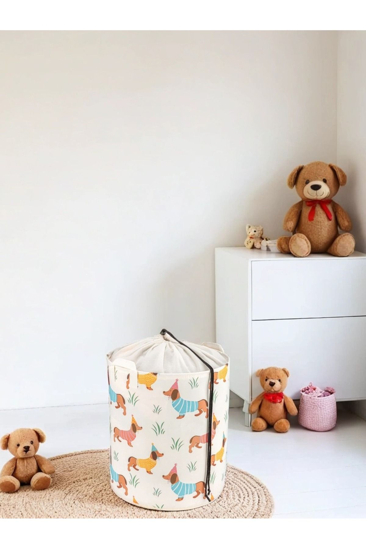PRENDİ HOME Cutie De Depozitare Pentru Jucării Multifuncțională Cu Plasă Pentru Câini, Coș De Rufe, Coș Organizator Pliabil 37x40 - One Size