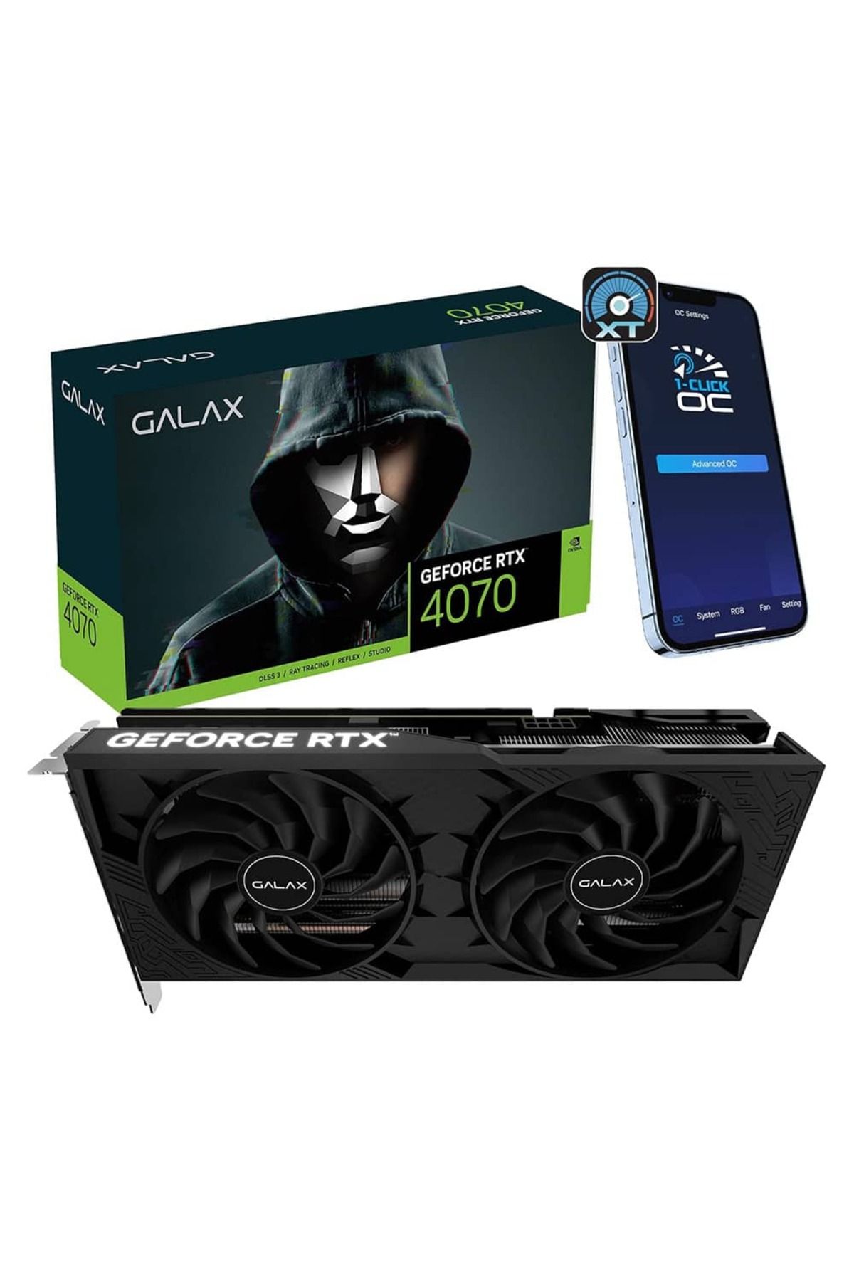 GALAX GeForce RTX 4070 1-Click OC 2X V2 12GB GDDR6X 192 Bit DLSS 3 Ekran Kartı (47NOM7MDABXV)