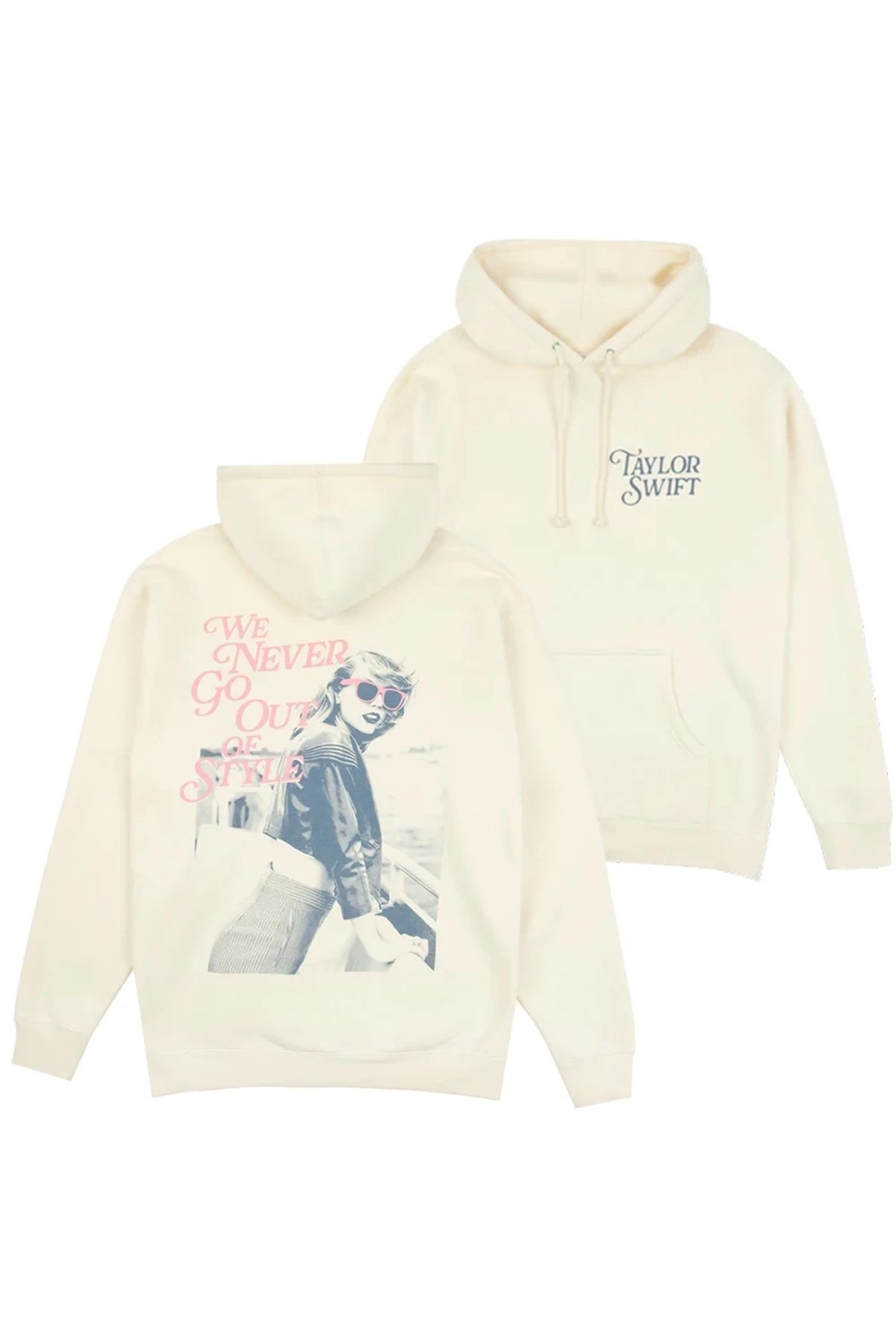GIANTSTORE Bej Taylor Swift Baskılı Oversize Kapüşonlu Sweatshirt Unisex