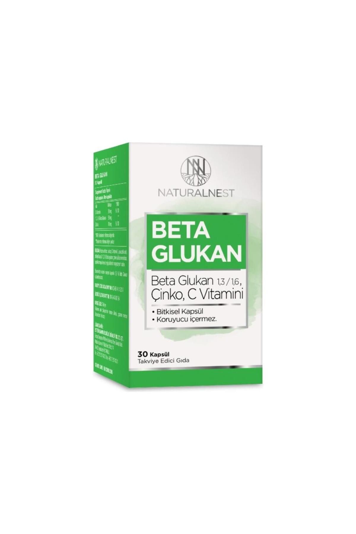 Naturalnest 1,3/1,6 Beta Glukan Çinko Vitamin C İçeren Takviye Edici Gıda 30 Kapsül