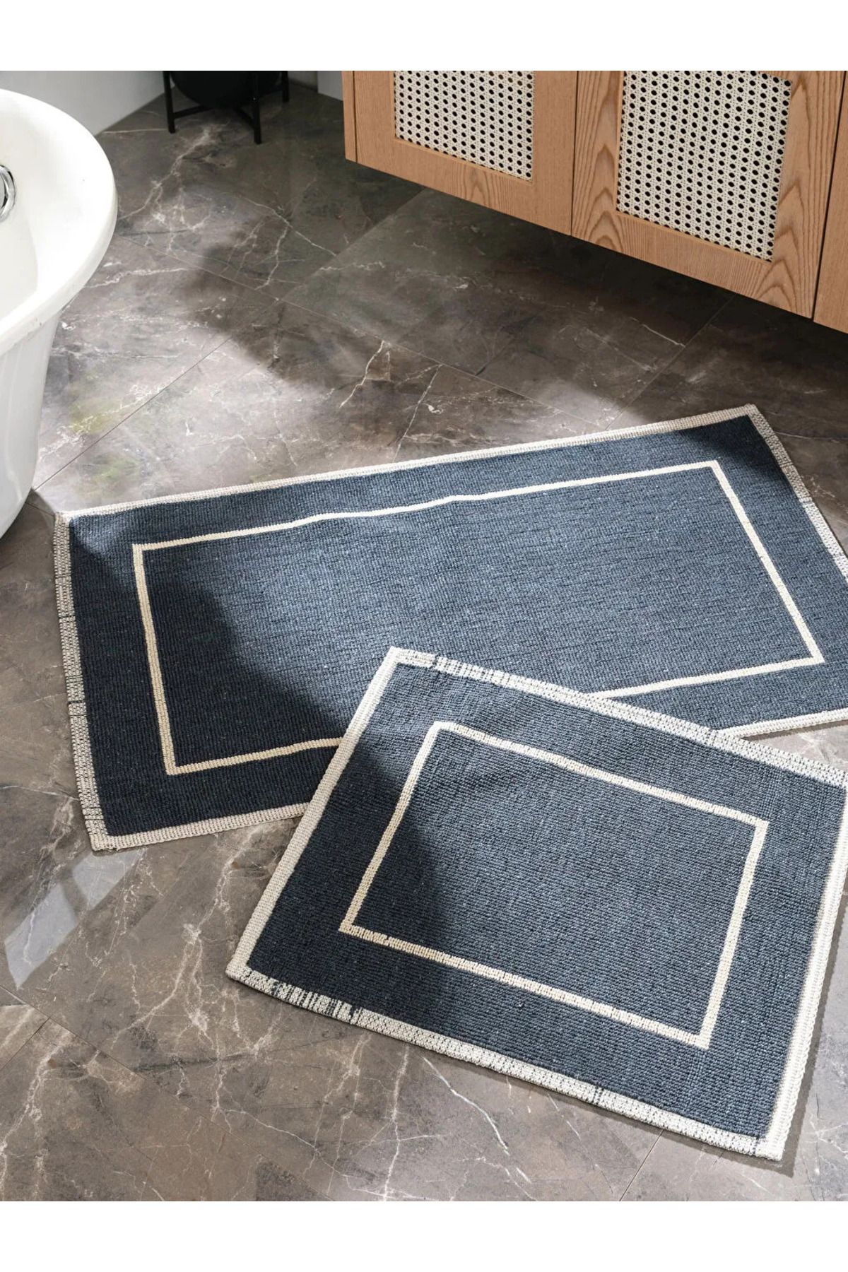 LC Waikiki LCW HOME Antrasit Geometrik Desenli Banyo Paspası 2'li