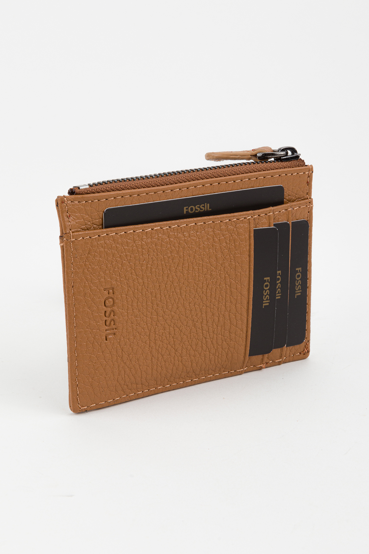 Fossil Kutulu Hakiki Deri Fermuar Detaylı Camel Unisex El Portföyü Kartlık Cüzdan görsel 2