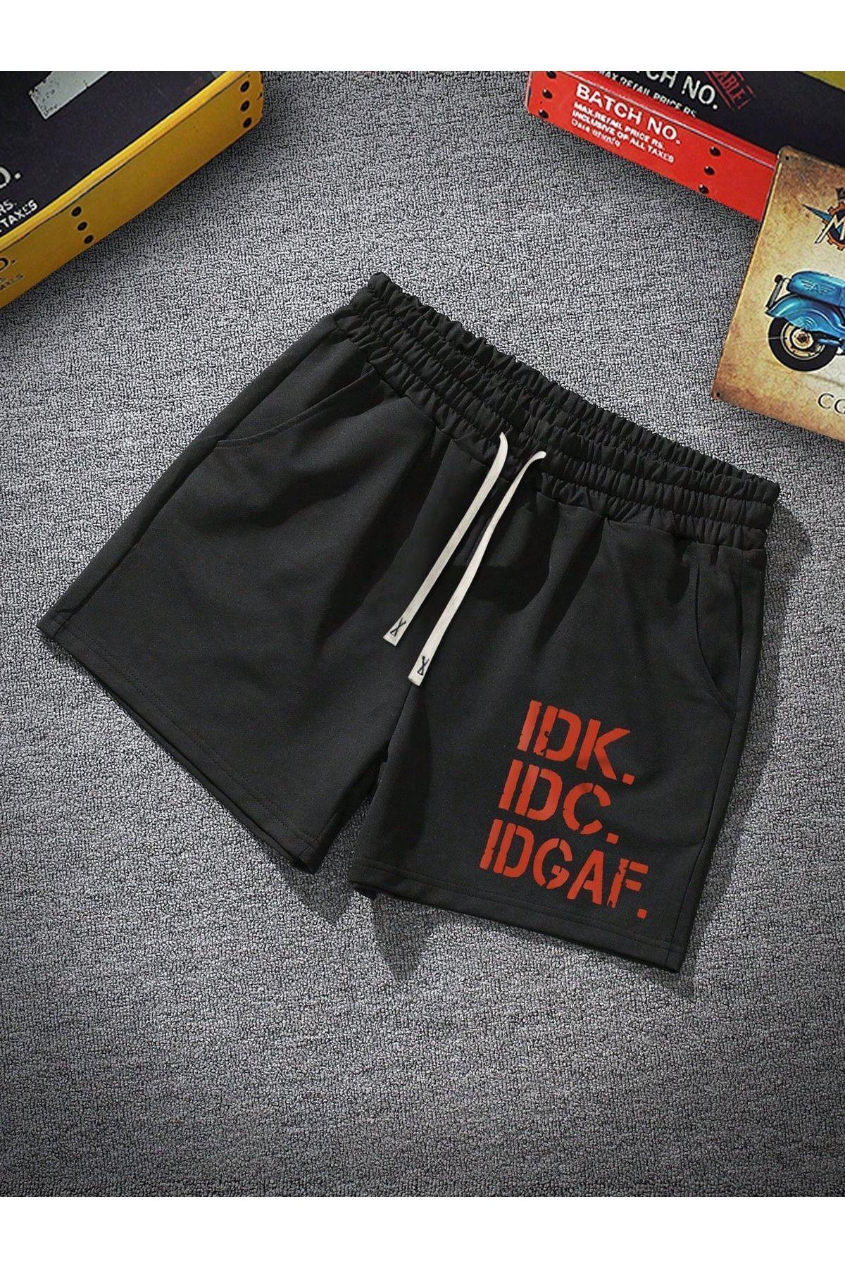 MARKATEM Unisex Idgaf Yazılı  Şort