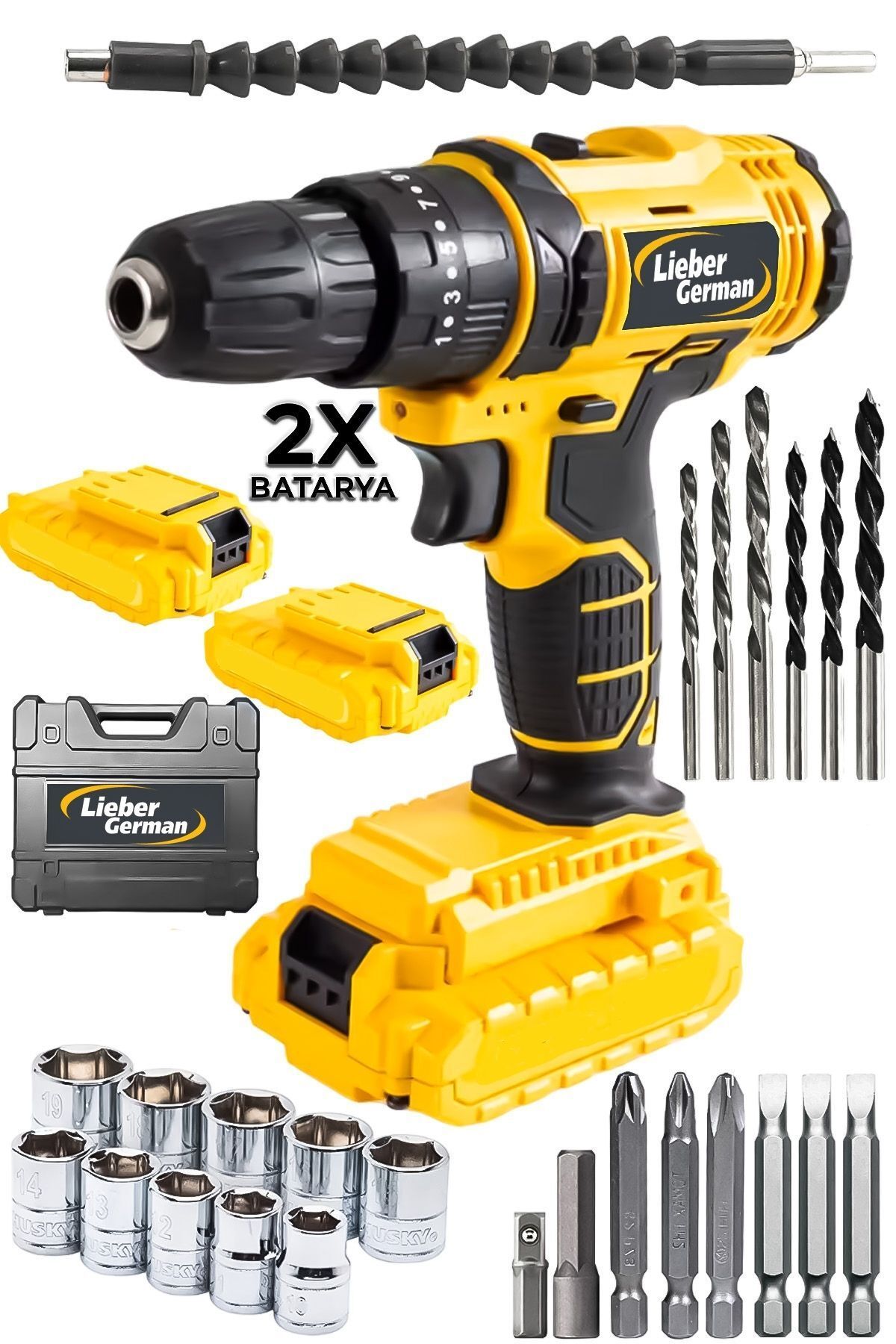 Elioure 12 V 2Ah 27 Parça Titanyum Motorlu Şarjlı Vidalama Matkap Seti