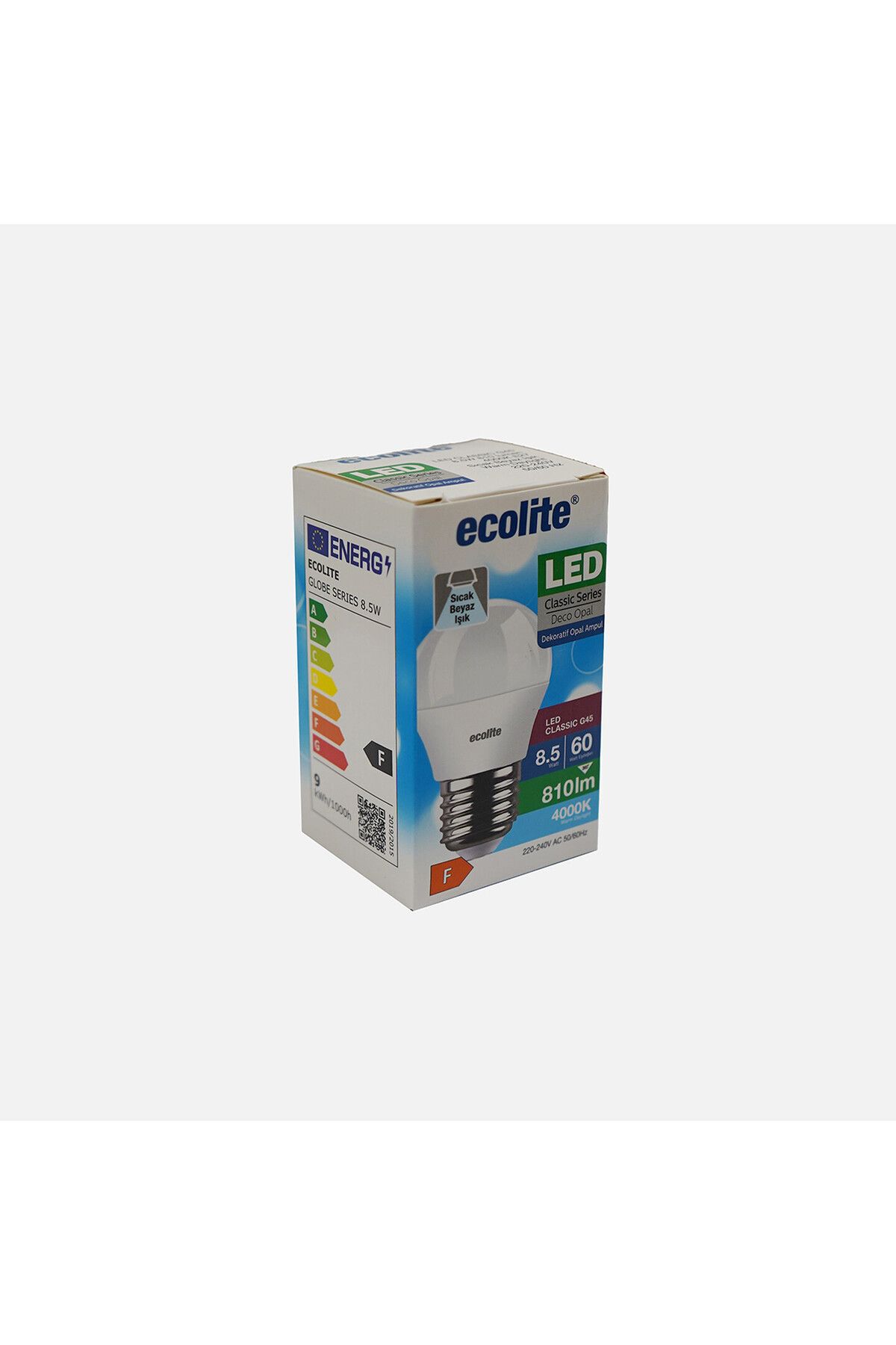 Ecolite G45 LED Ampul 8.5W E27 4000K Sıcak Beyaz
