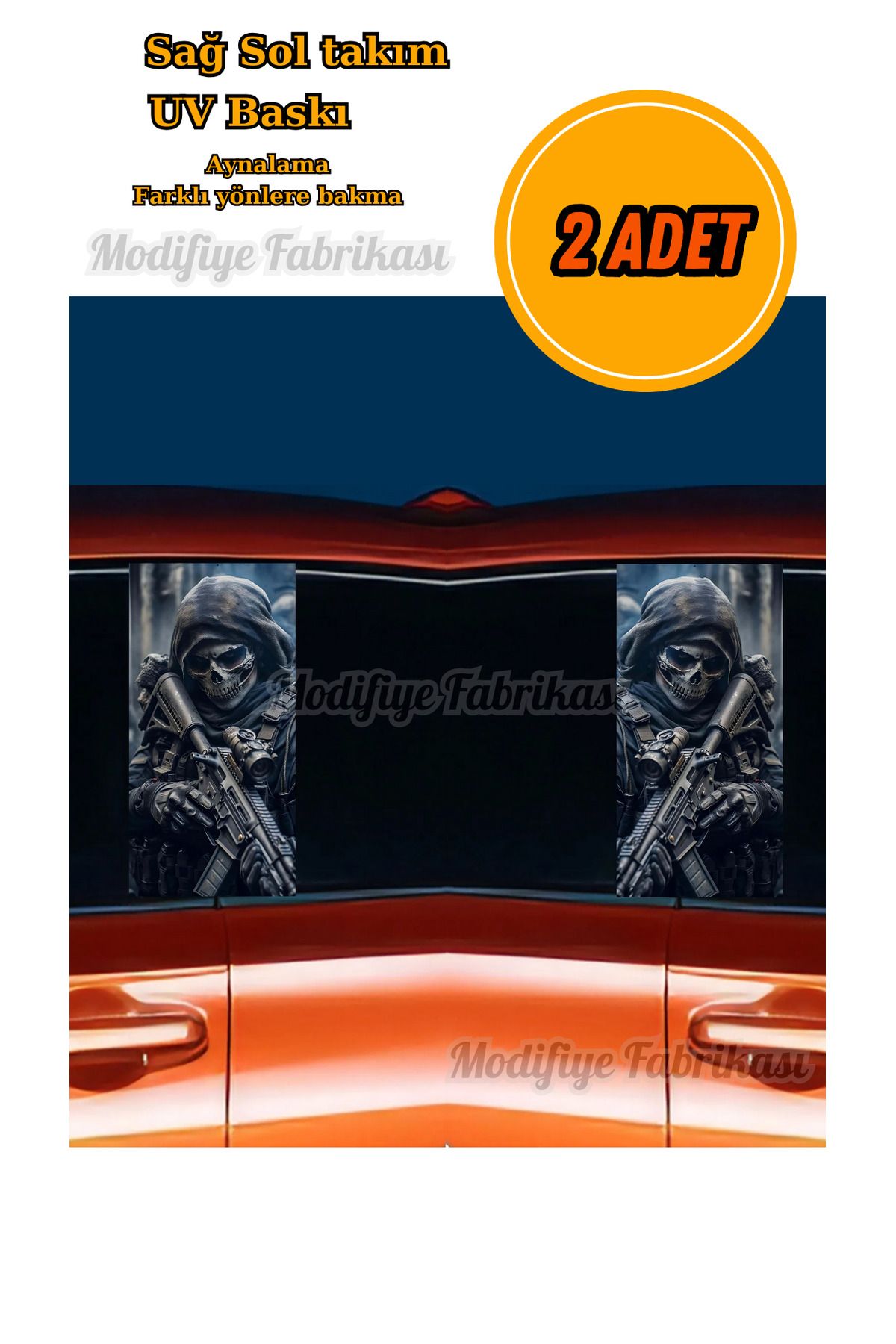 Modifiye Fabrikası-Set of 2 Car Door Pole and Foil with Uv Print - 22X49 cm - Mfduty 1